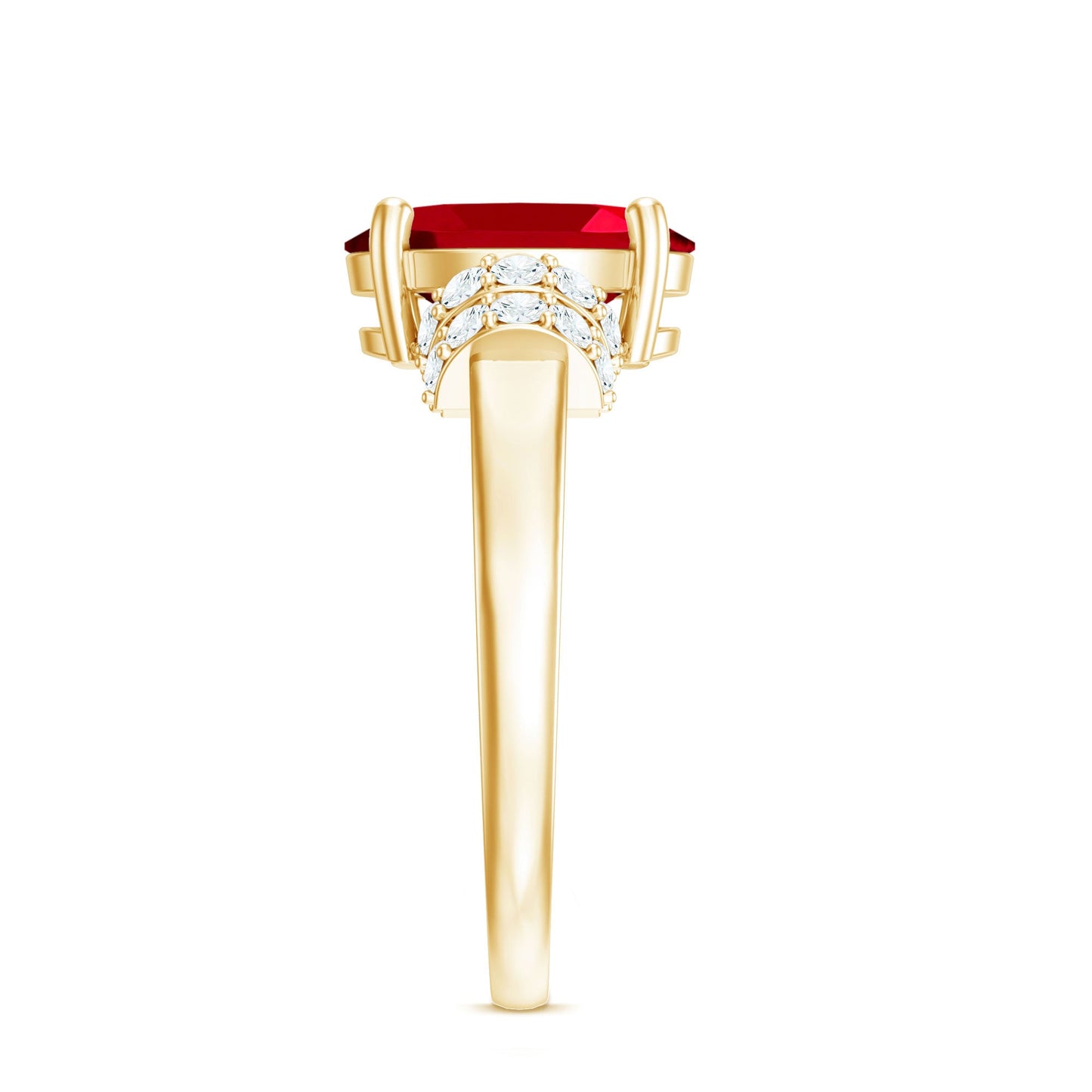 8X10MM Lab Created Ruby Oval Engagement Ring with Diamonds