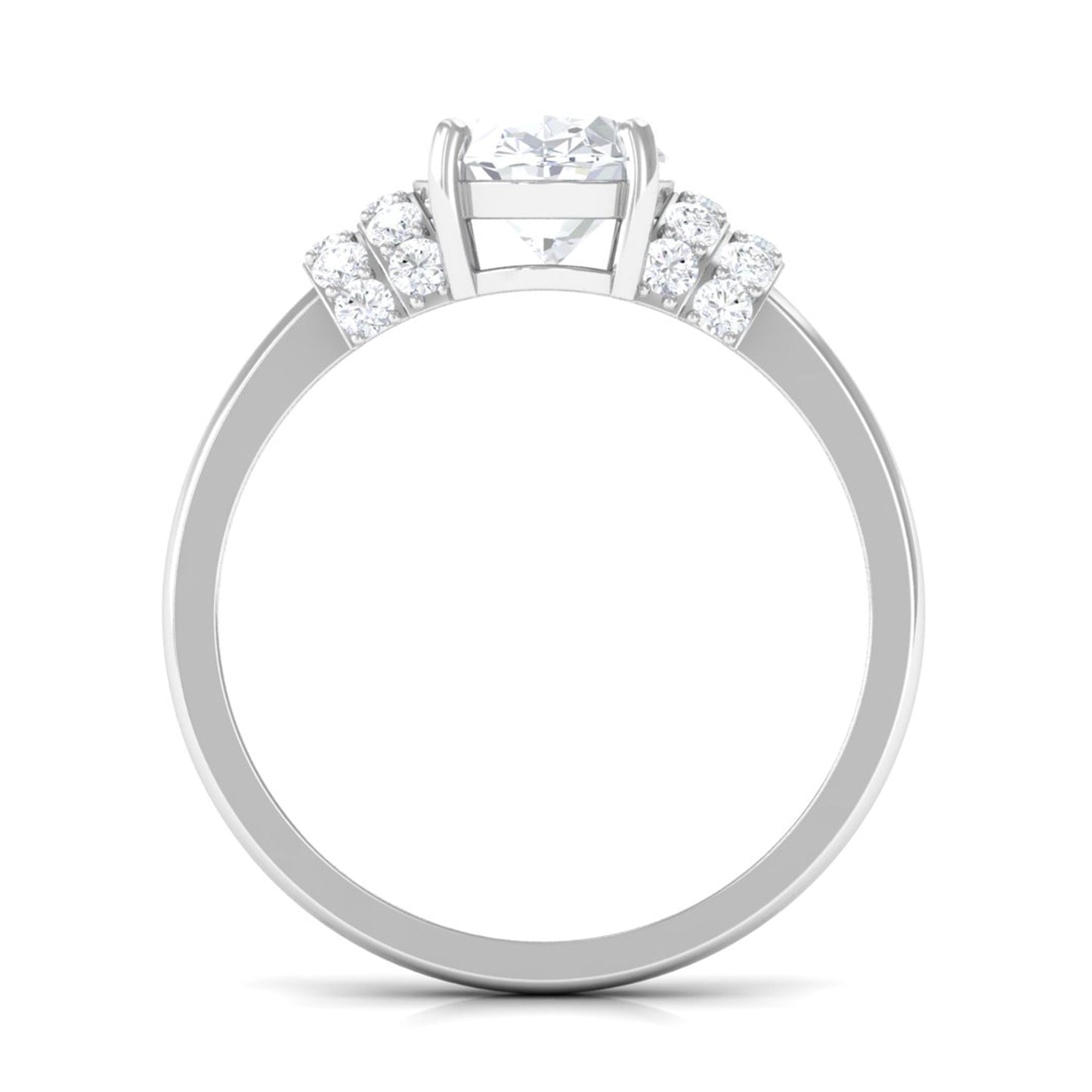 Oval Zircon Engagement Ring with Collar