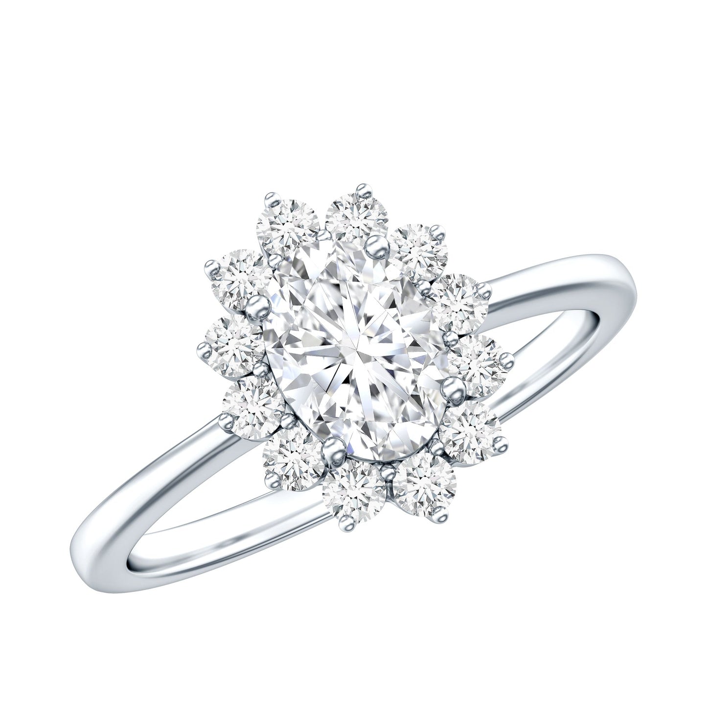 2 CT Princess Diana Inspired Oval Cut Zircon Halo Engagement Ring
