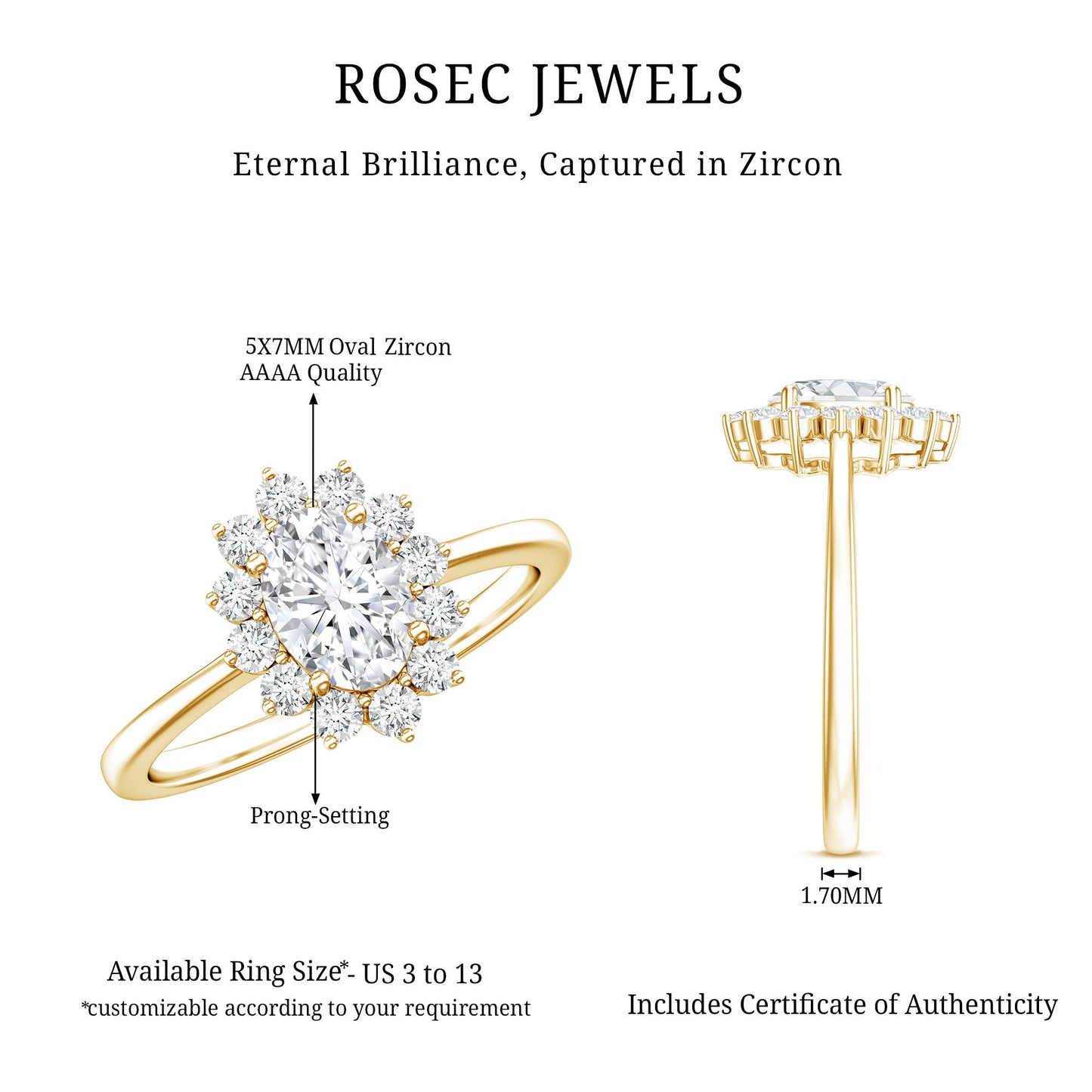 2 CT Princess Diana Inspired Oval Cut Zircon Halo Engagement Ring