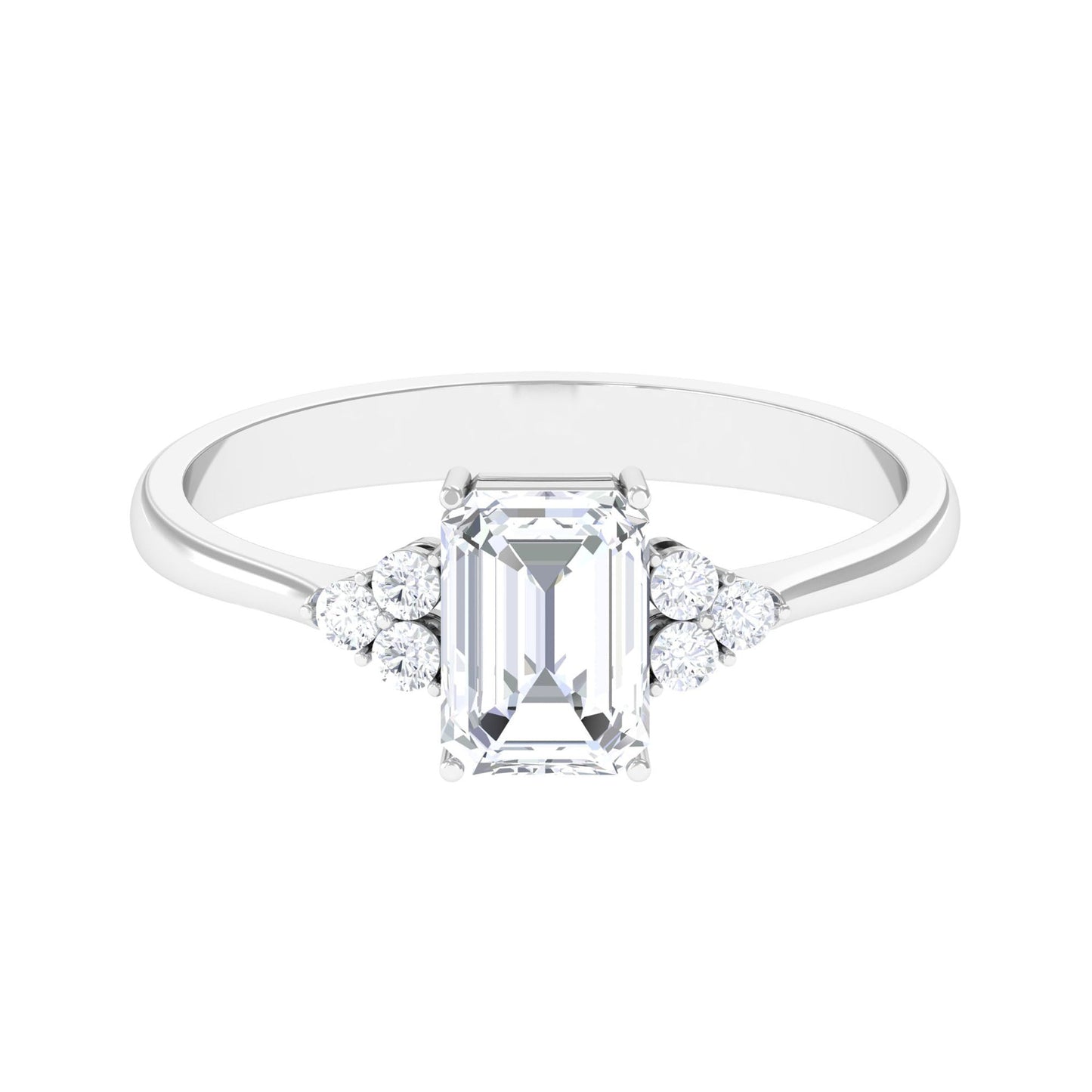 2 CT Octagon Cut Simulated Diamond Trio Engagement Ring