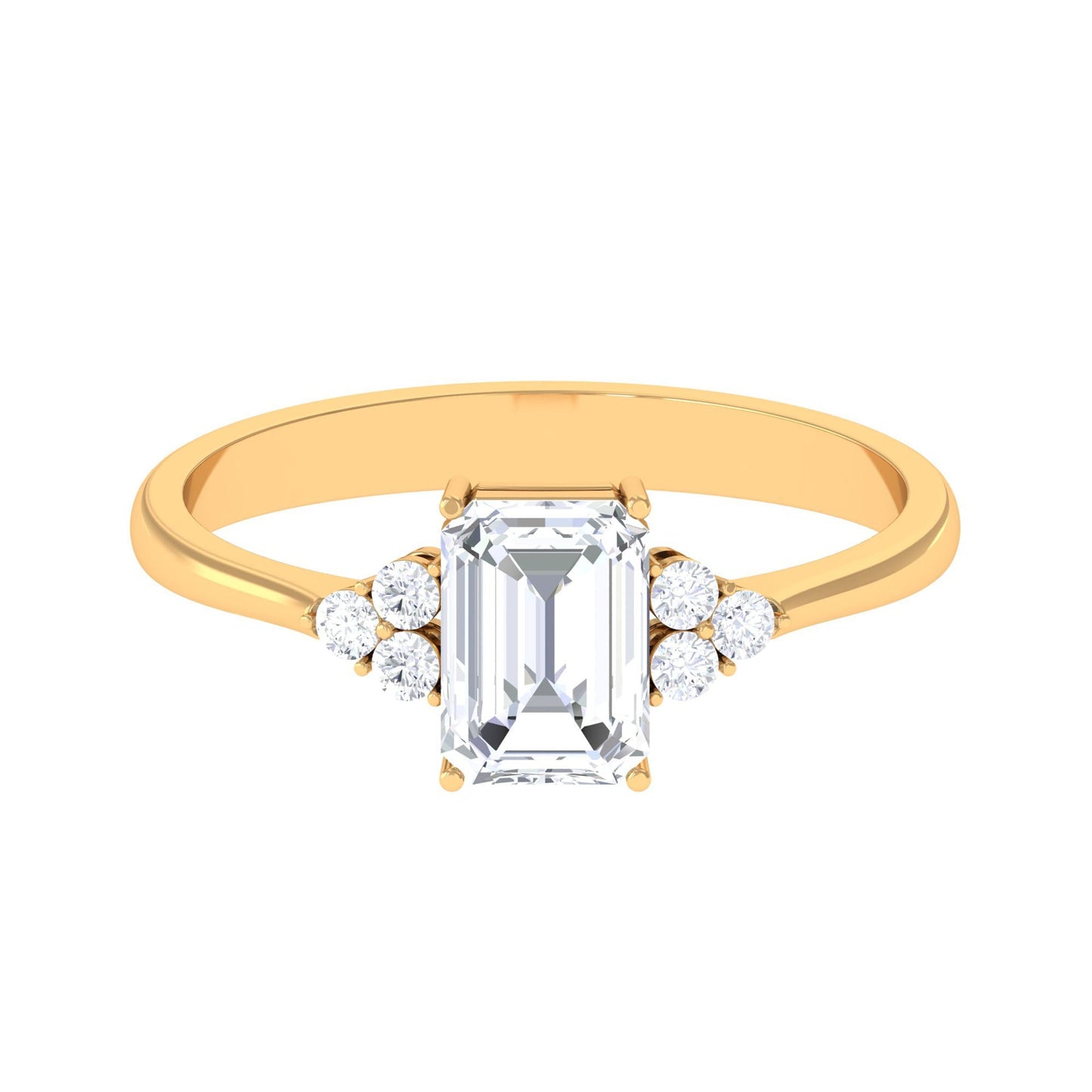 2 CT Octagon Cut Simulated Diamond Trio Engagement Ring