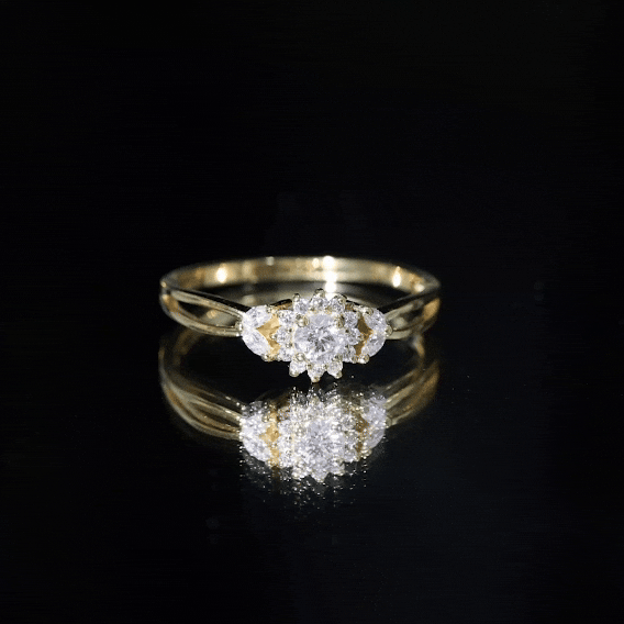 Split Shank Simulated Diamond Flower Engagement Ring