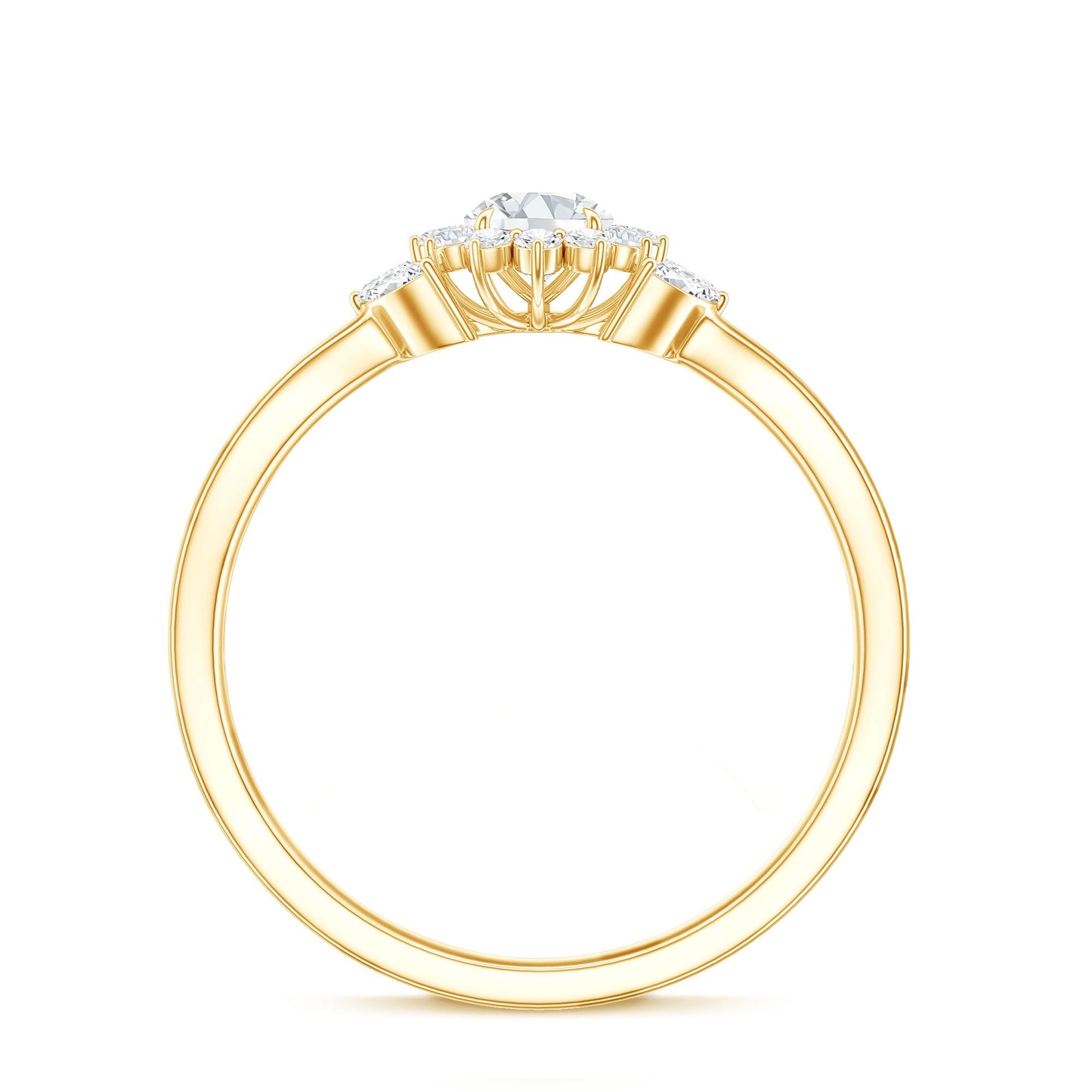 Split Shank Simulated Diamond Flower Engagement Ring