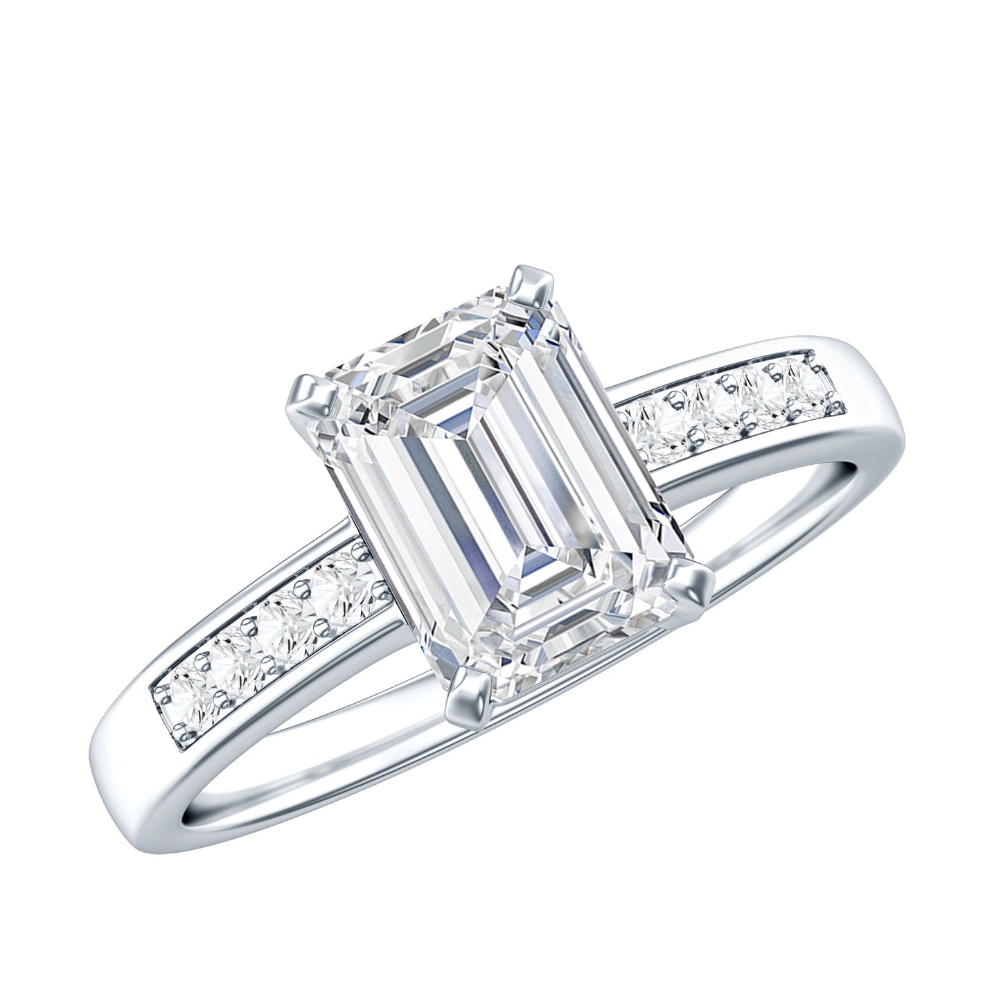 1.8 Carat Emerald Cut Cubic Zirconia Solitaire Engagement Ring