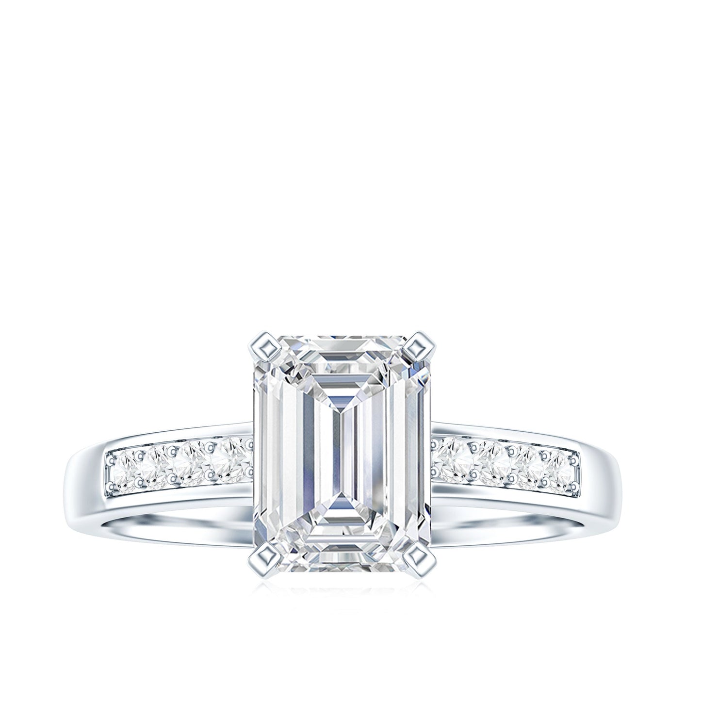 1.8 Carat Emerald Cut Cubic Zirconia Solitaire Engagement Ring