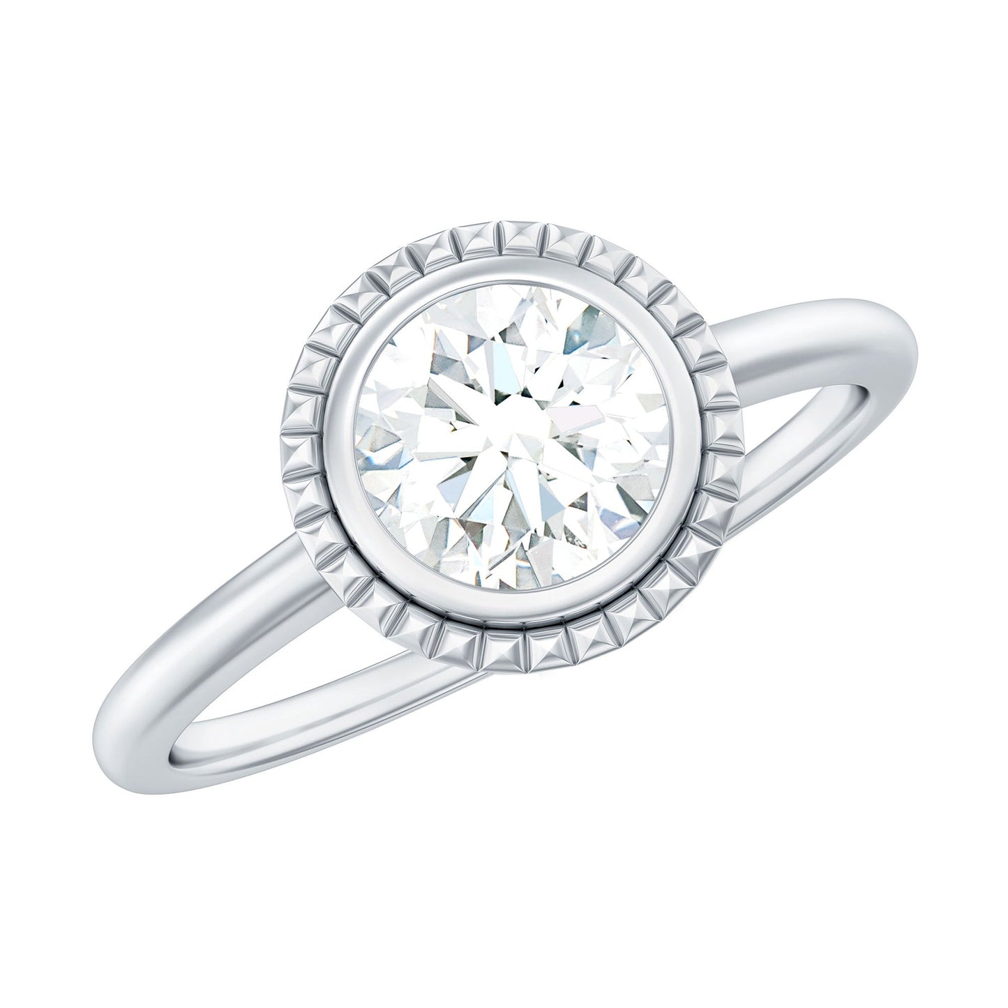 1 CT Round Cut Cubic Zirconia Solitaire Promise Ring in Bezel Setting