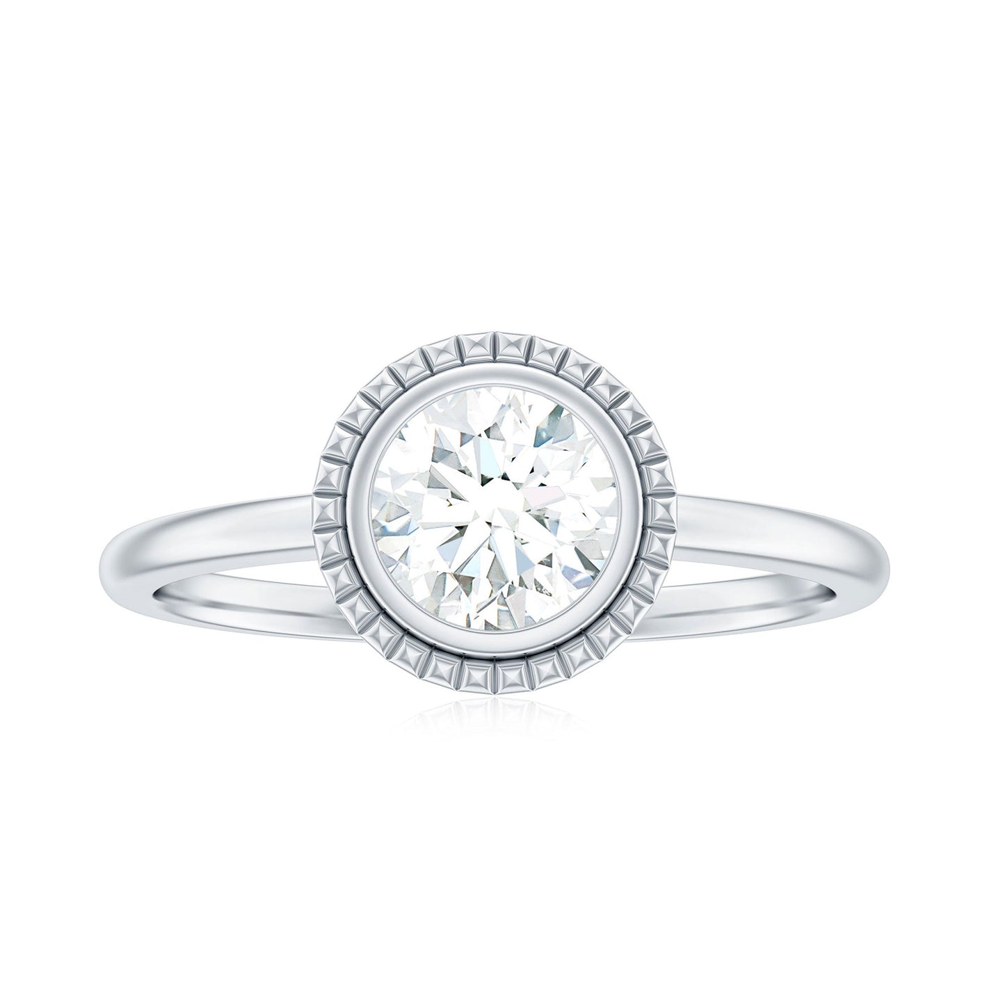 1 CT Round Cut Cubic Zirconia Solitaire Promise Ring in Bezel Setting