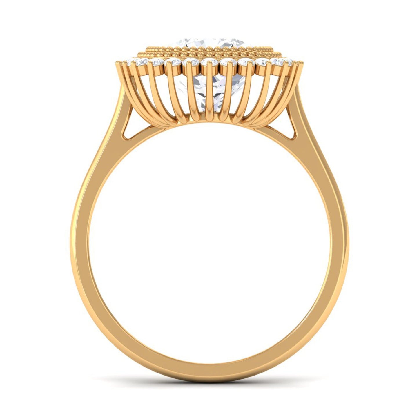Cushion Cut Simulated Diamond Statement Engagement Ring with Halo