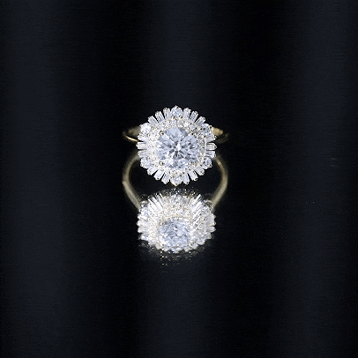 1.3 Carat Zircon Cocktail Engagement Ring with Double Halo