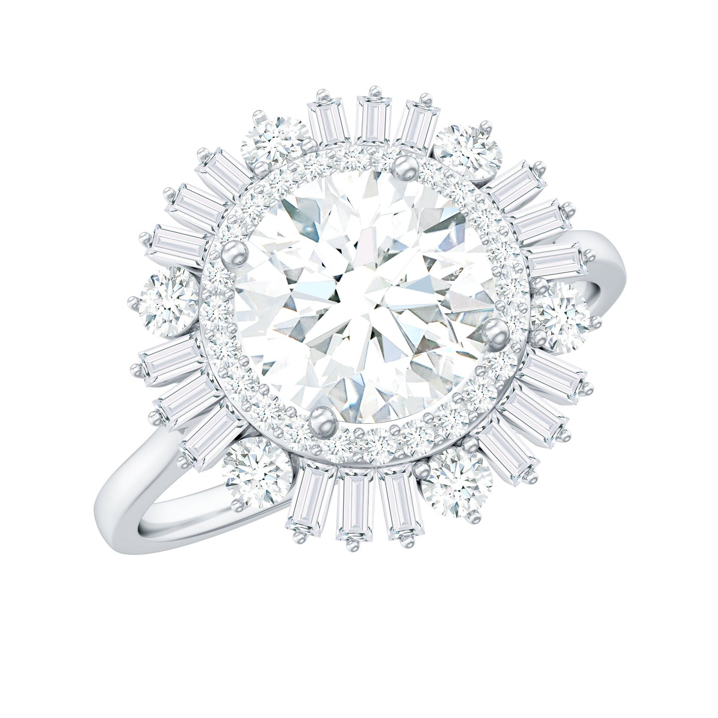 1.3 Carat Zircon Cocktail Engagement Ring with Double Halo