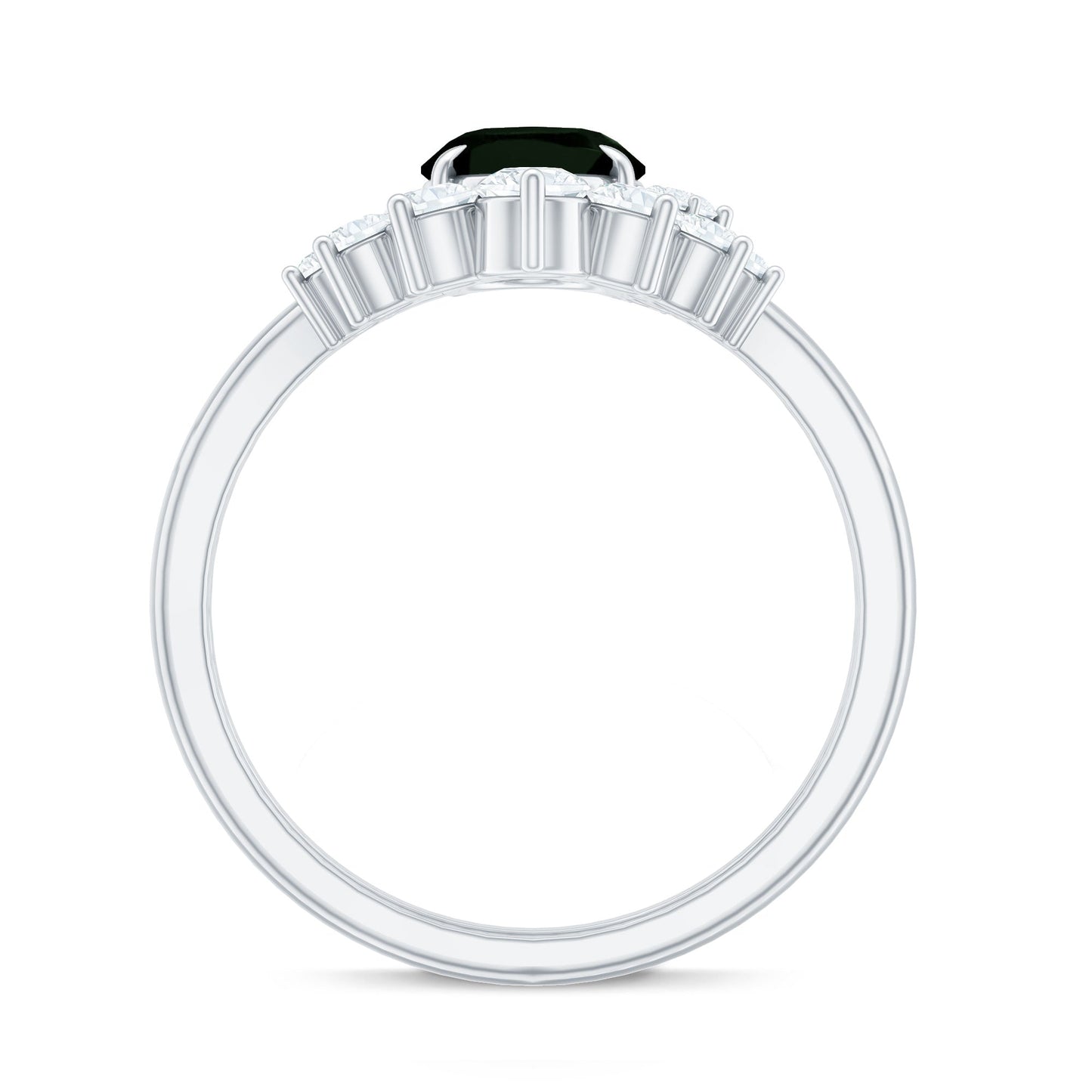 Created Black Diamond Oval Engagement Ring Set with Diamond