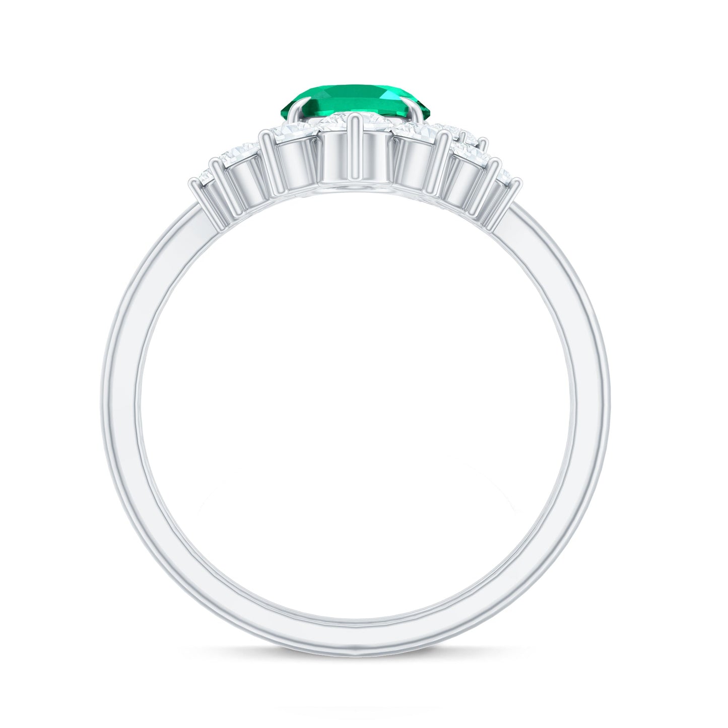 Designer Lab Grown Emerald Oval Engagement Ring with Diamond Enhancer