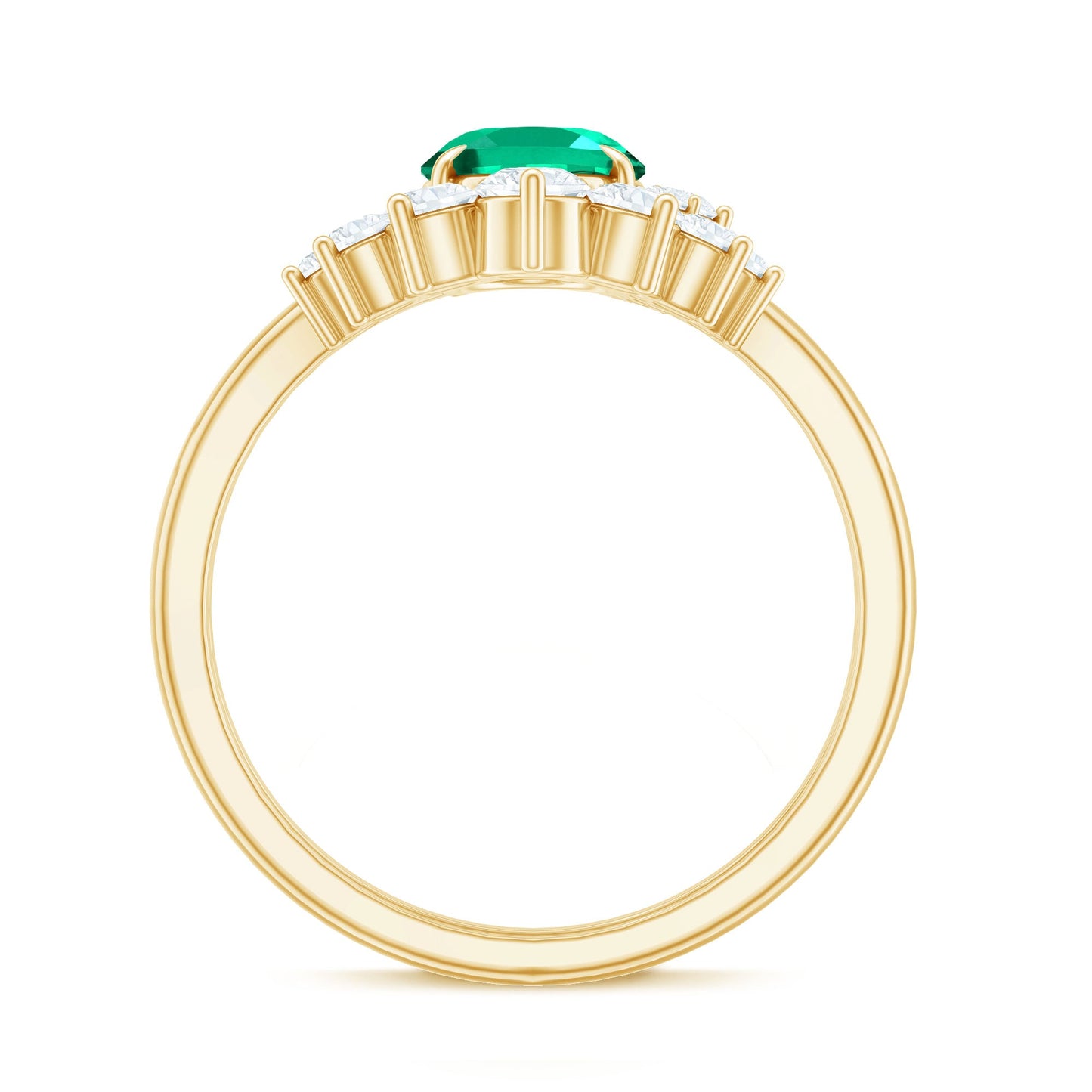 Designer Lab Grown Emerald Oval Engagement Ring with Diamond Enhancer
