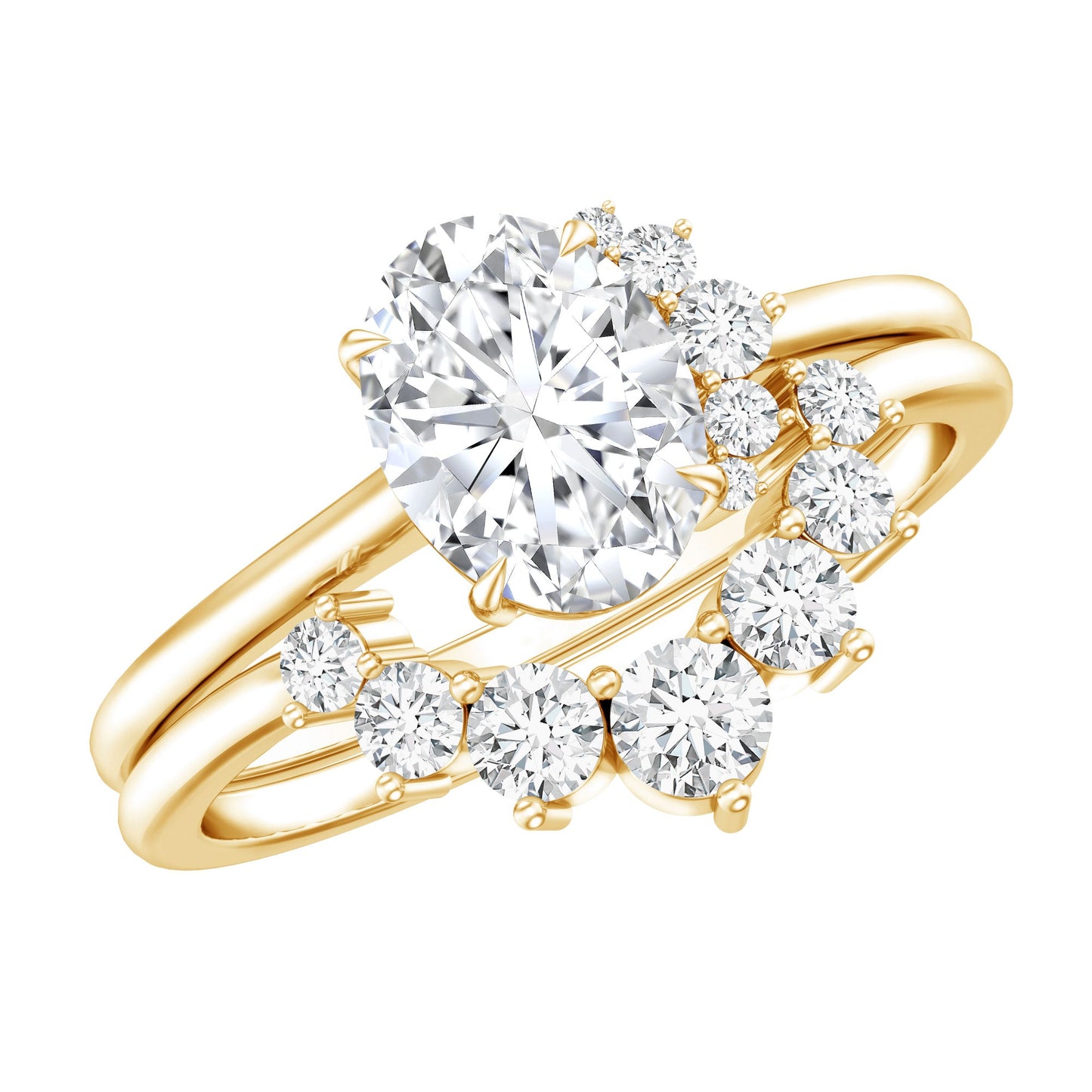 2.75 CT Oval Cut Zircon Half Halo Wedding Ring Set
