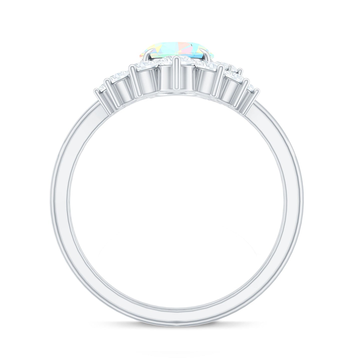Real Ethiopian Opal Diamond Oval Engagement Ring and Wedding Band Set