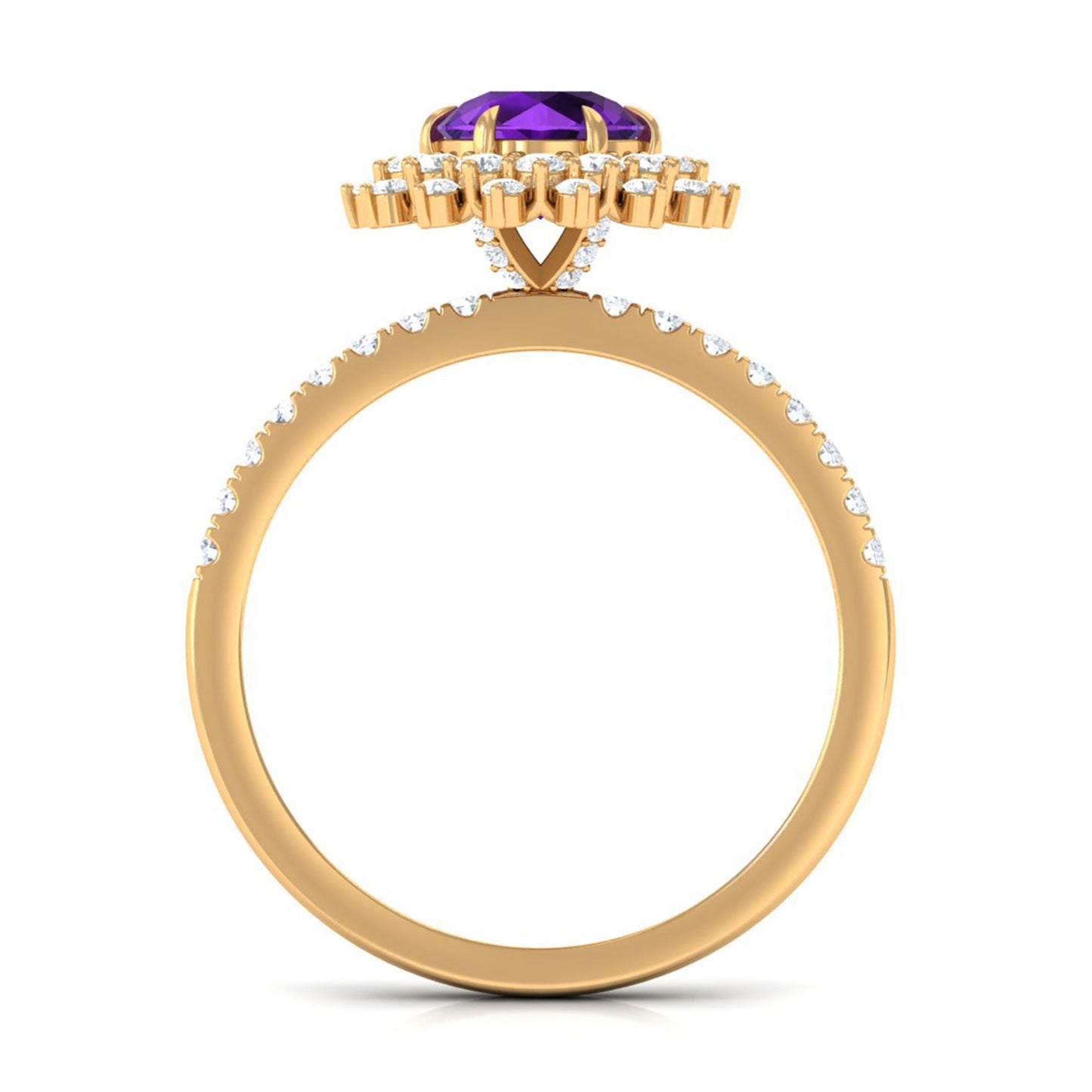 Round Amethyst Statement Engagement Ring with Moissanite