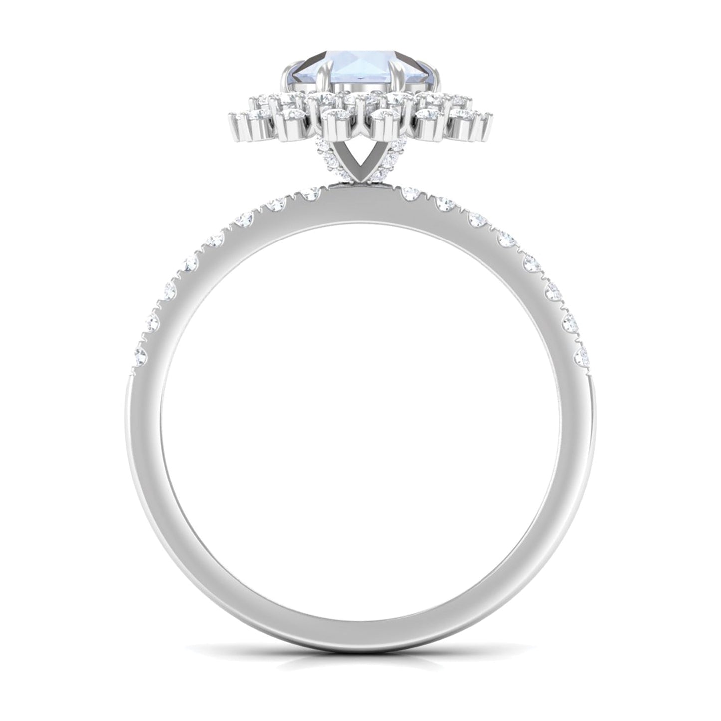 1.5 CT Round Moonstone Statement Engagement Ring with Moissanite