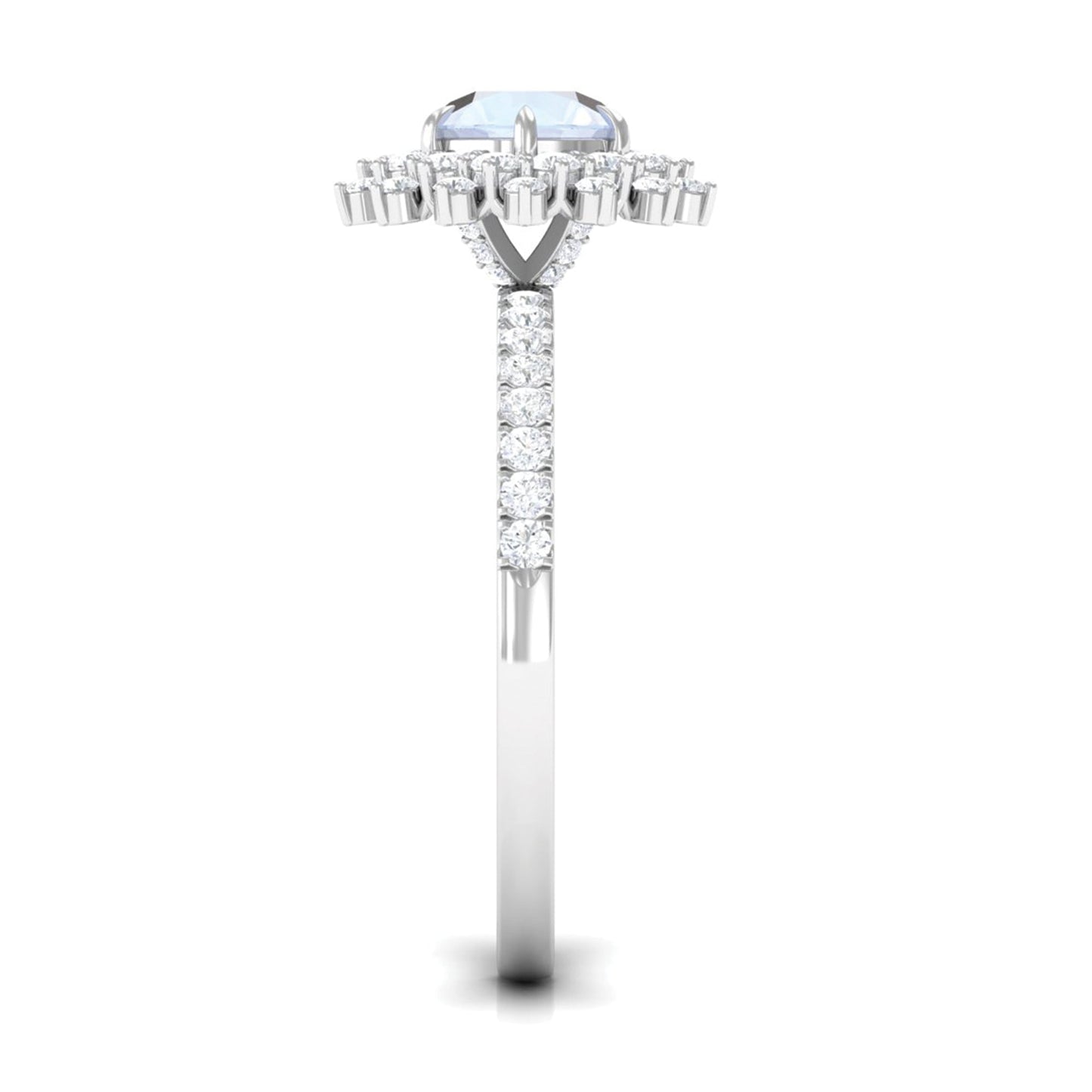 1.5 CT Round Moonstone Statement Engagement Ring with Moissanite