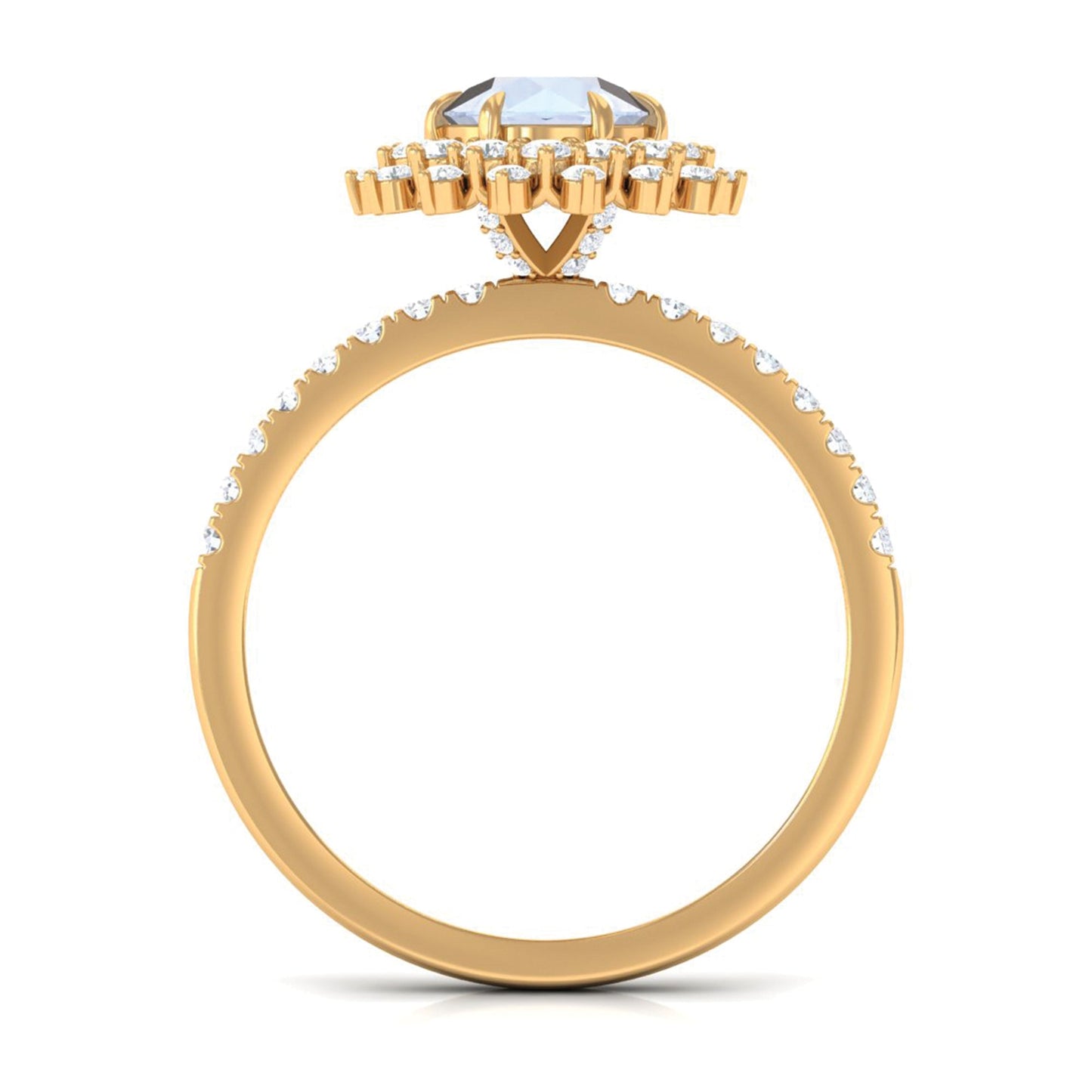 1.5 CT Round Moonstone Statement Engagement Ring with Moissanite