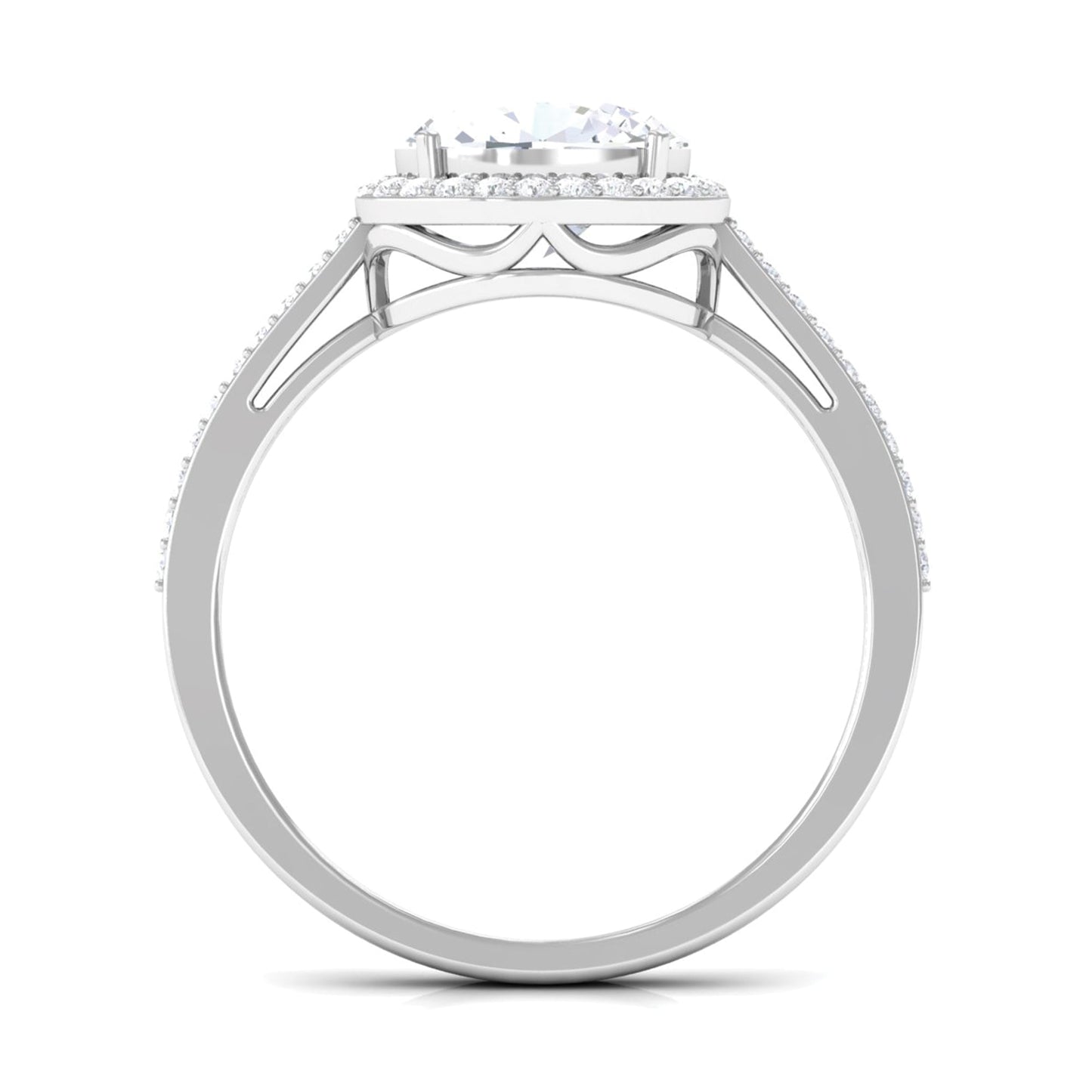 2.5 CT Oval Simulated Diamond East West Halo Engagement Ring