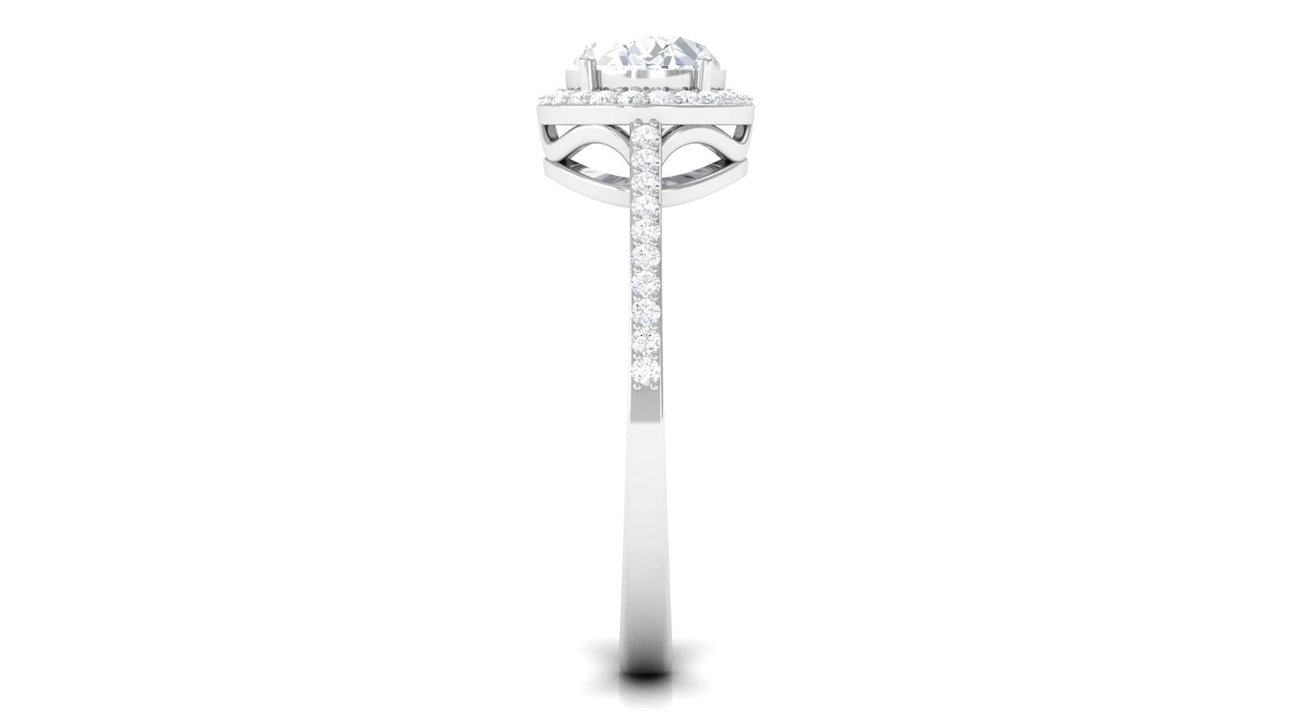 2.5 CT Oval Simulated Diamond East West Halo Engagement Ring
