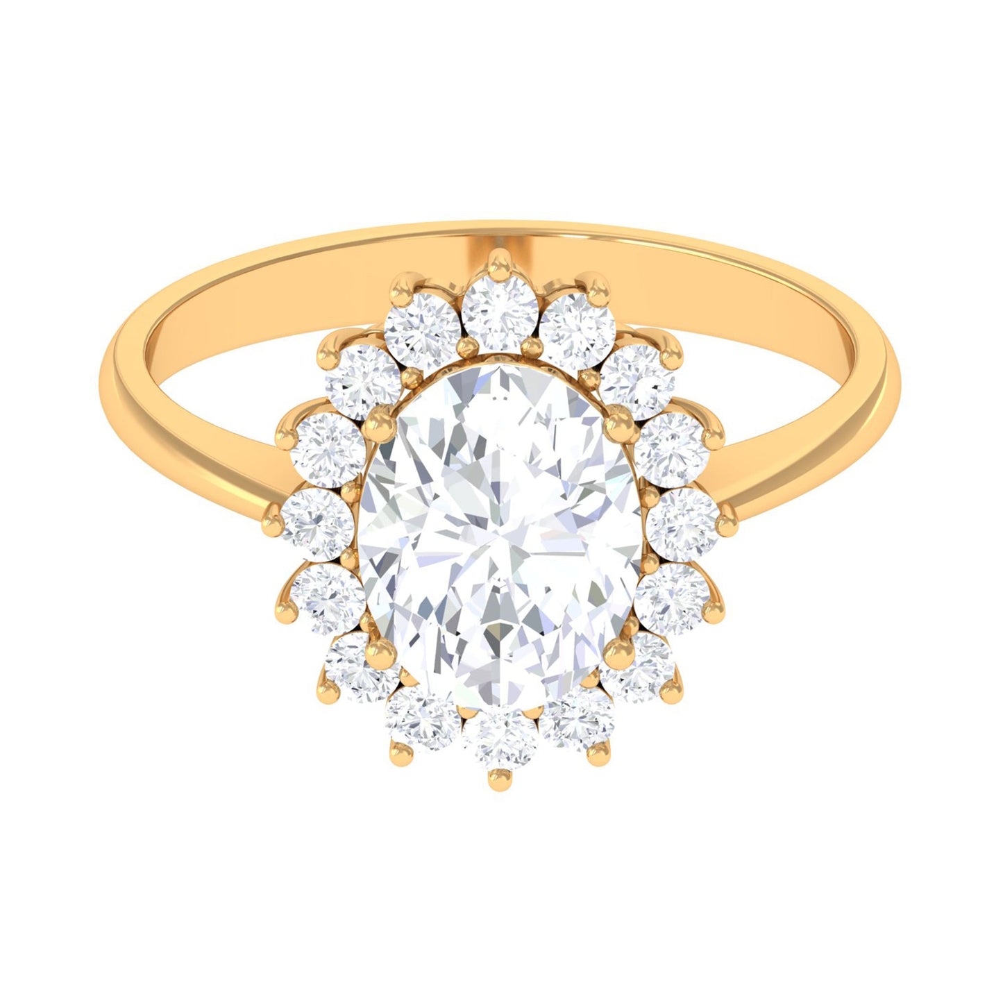 Oval Cut Cubic Zirconia Halo Statement Engagement Ring