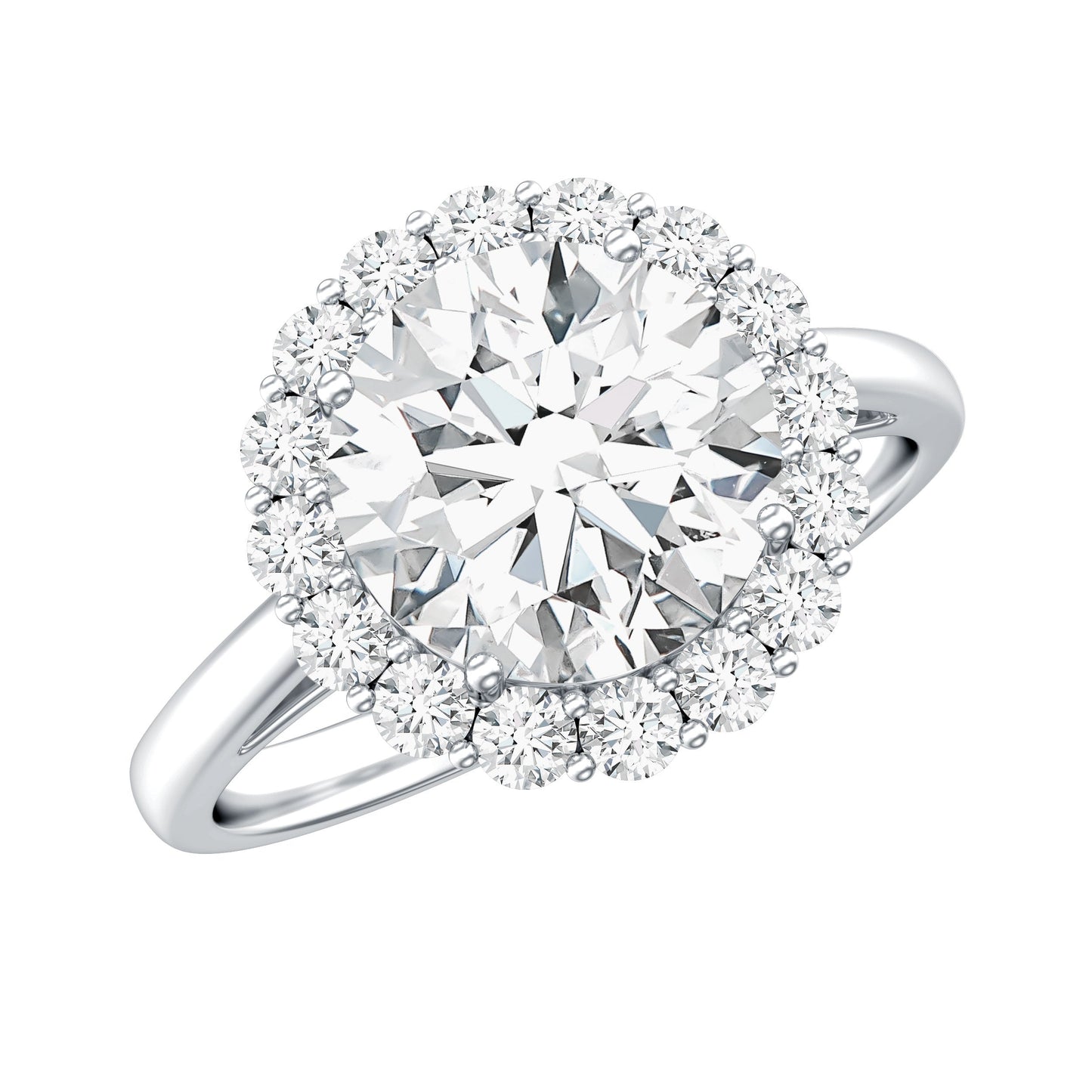 3 CT Round Shape Simulated Diamond Simple Halo Ring