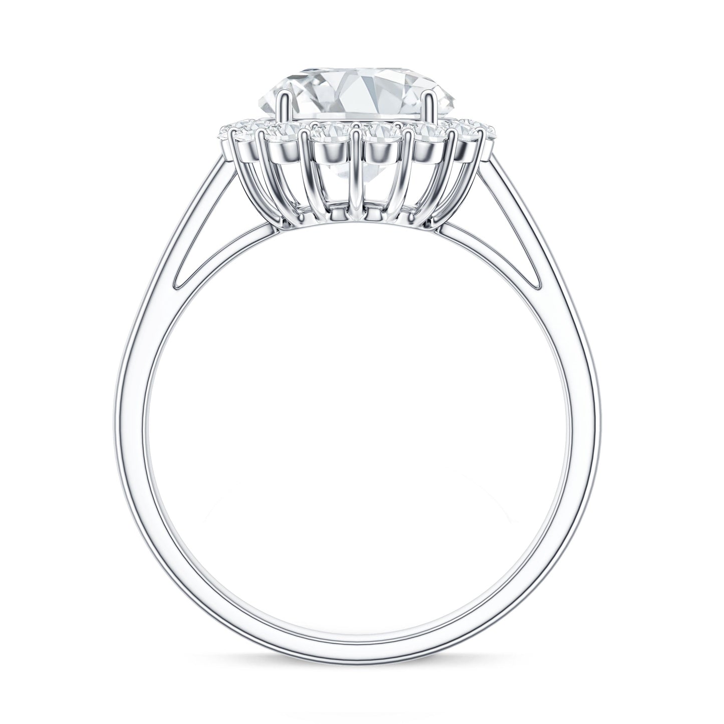 3 CT Round Shape Simulated Diamond Simple Halo Ring