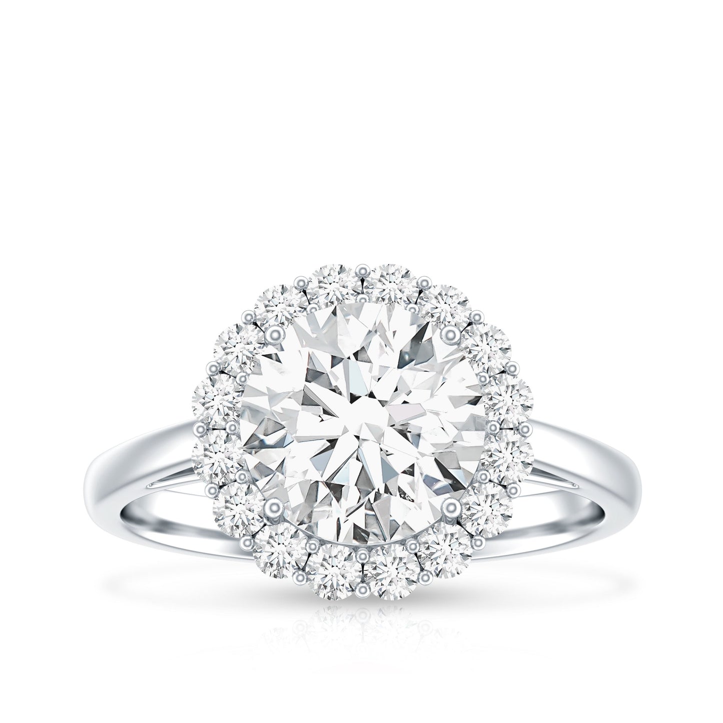 3 CT Round Shape Simulated Diamond Simple Halo Ring