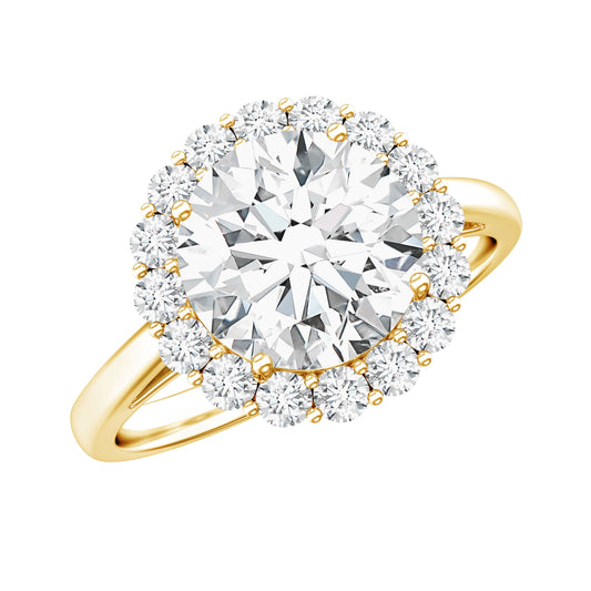 3 CT Round Shape Simulated Diamond Simple Halo Ring