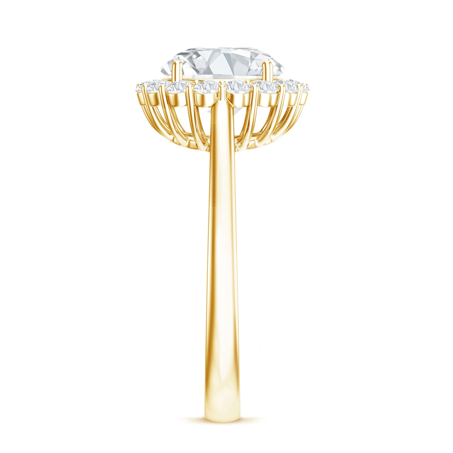 3 CT Round Shape Simulated Diamond Simple Halo Ring