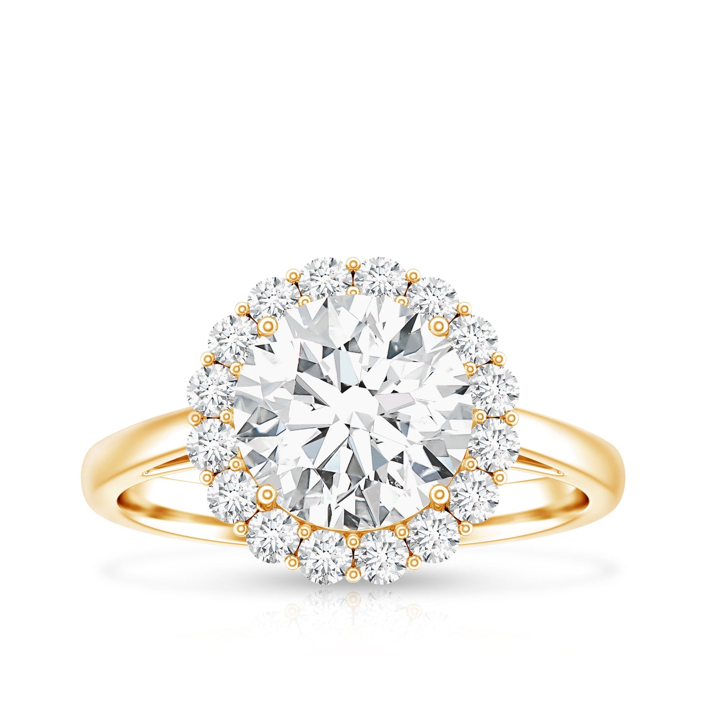 3 CT Round Shape Simulated Diamond Simple Halo Ring