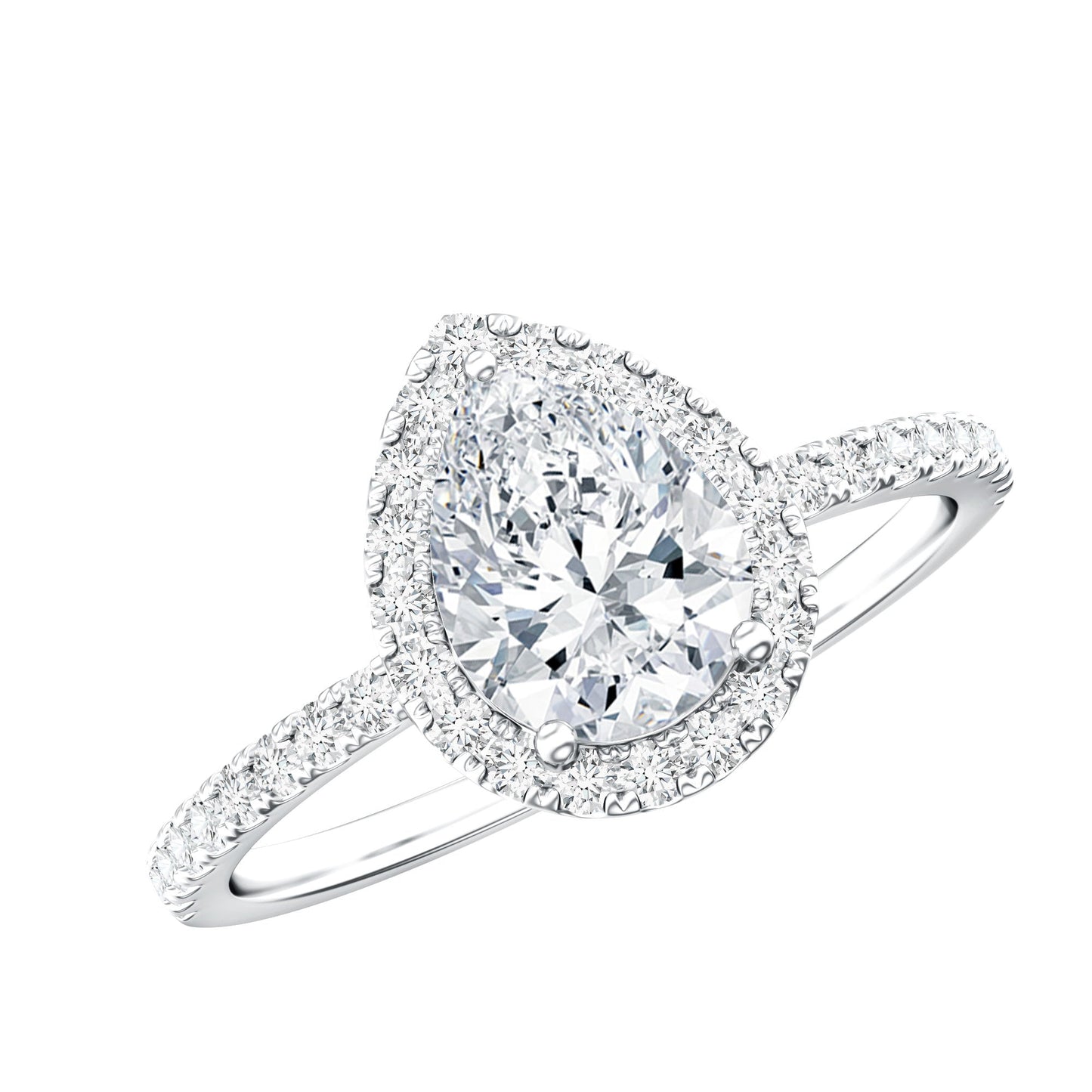 1.4 Carat Pear Shaped Simulated Diamond Halo Engagement Ring