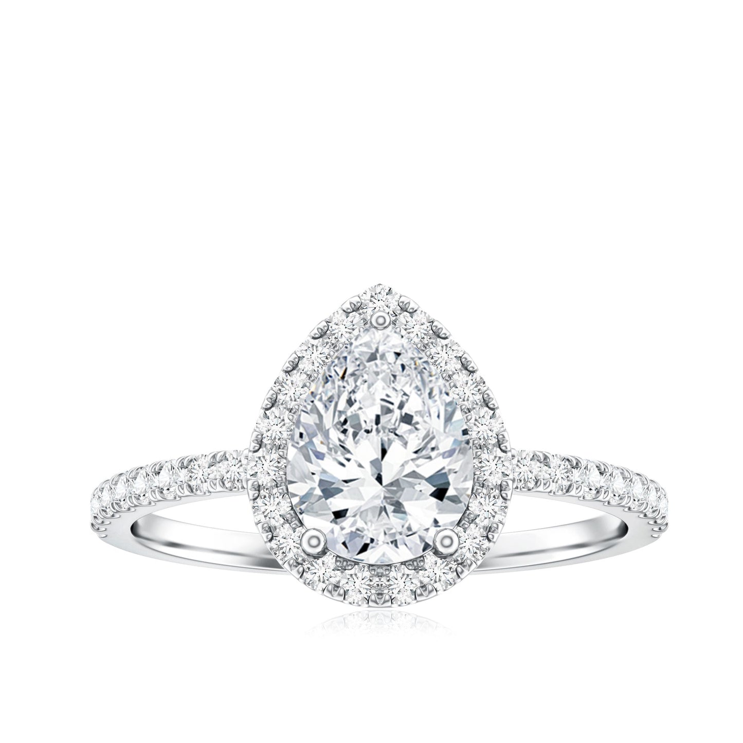 1.4 Carat Pear Shaped Simulated Diamond Halo Engagement Ring