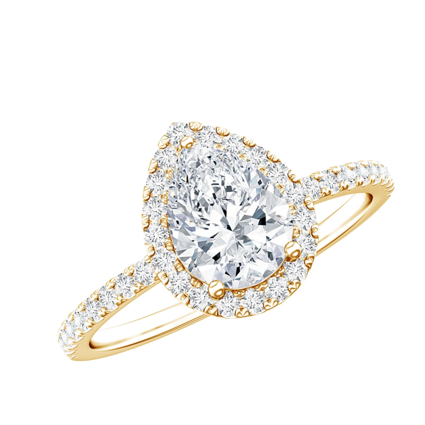1.4 Carat Pear Shaped Simulated Diamond Halo Engagement Ring