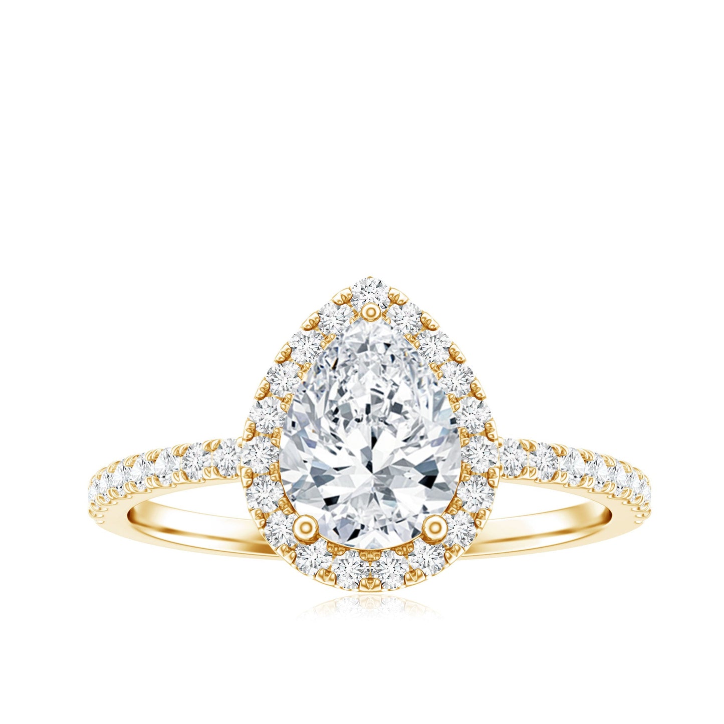 1.4 Carat Pear Shaped Simulated Diamond Halo Engagement Ring