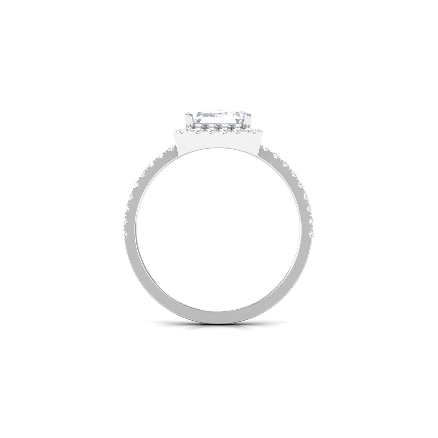 2.8 Carat Emerald Cut Cubic Zirconia Halo Engagement Ring