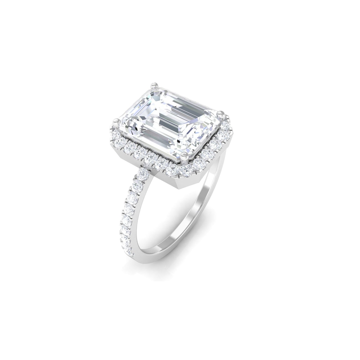 2.8 Carat Emerald Cut Cubic Zirconia Halo Engagement Ring