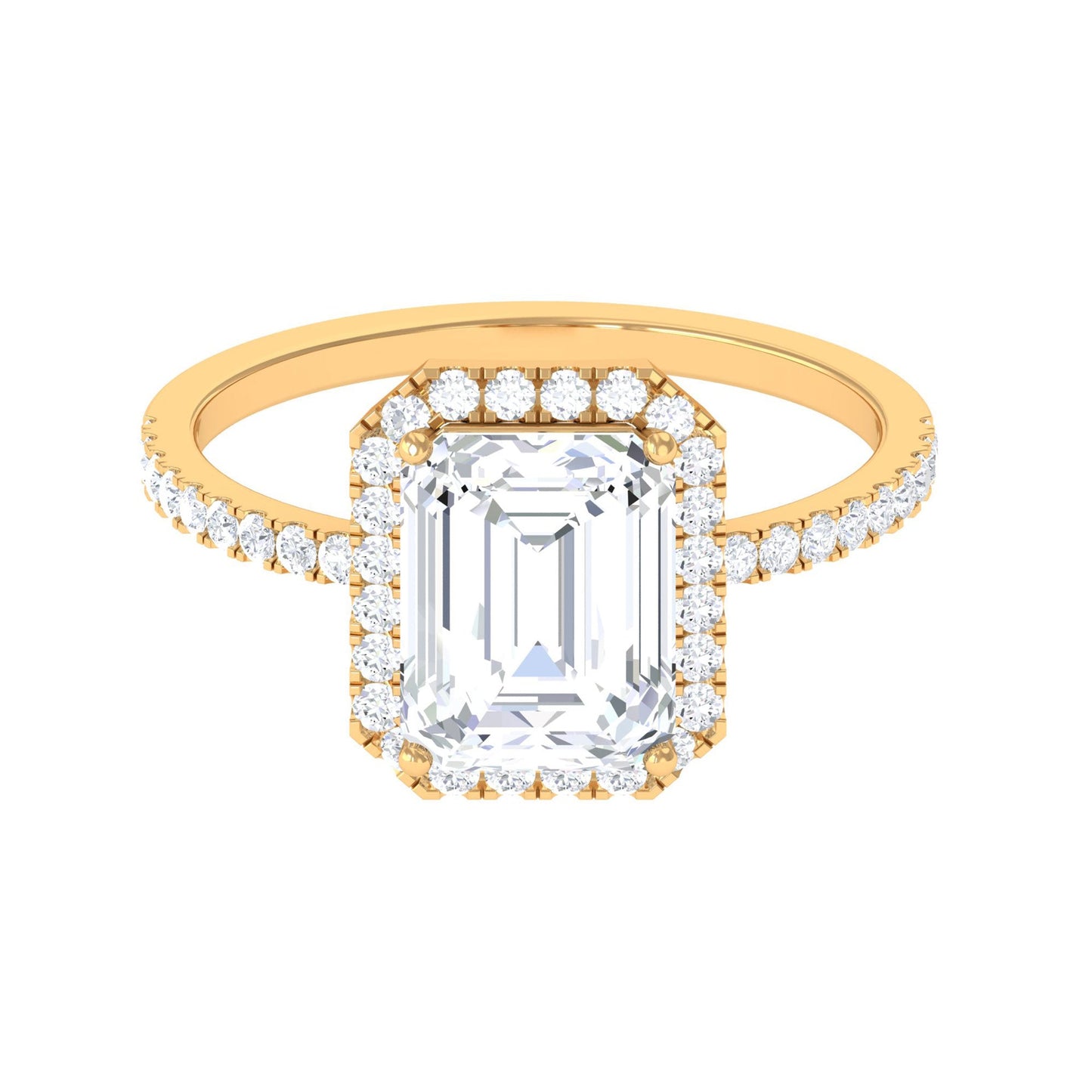 2.8 Carat Emerald Cut Cubic Zirconia Halo Engagement Ring