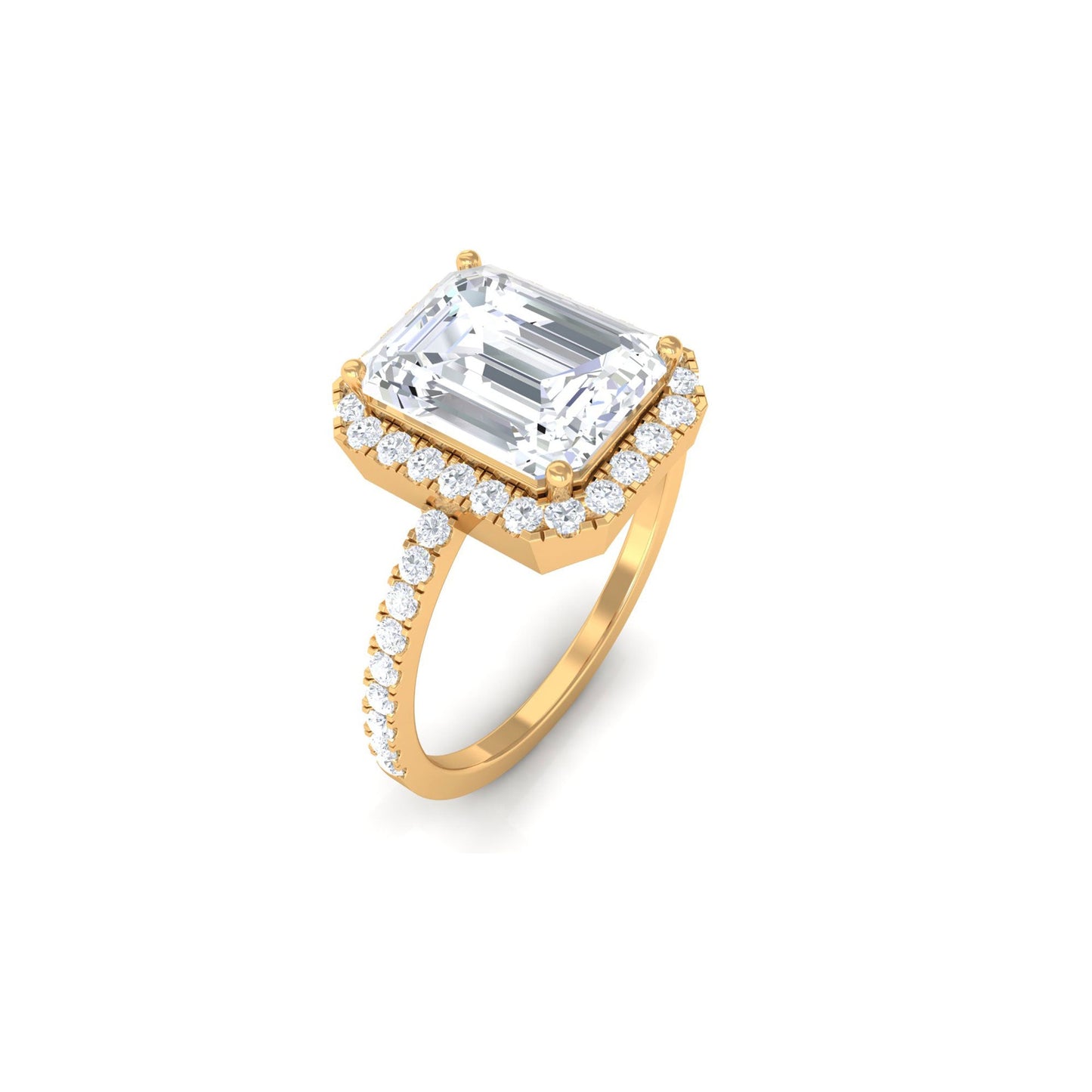 2.8 Carat Emerald Cut Cubic Zirconia Halo Engagement Ring