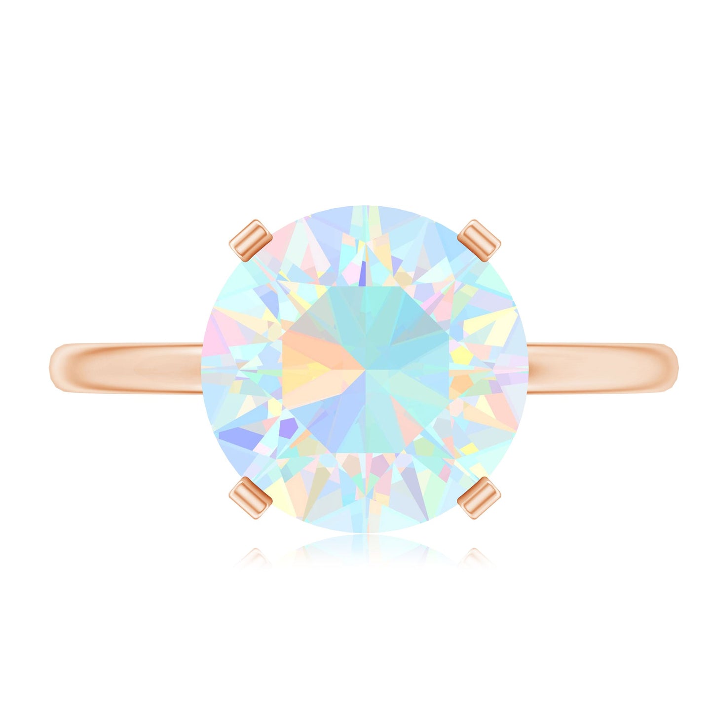 Classic 8mm Solitaire Ethiopian Opal October Birthstone Engagement Ring