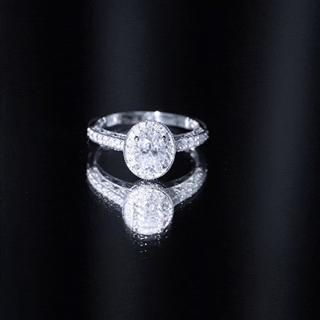 Vintage Style Oval Simulated Diamond Halo Engagement Ring
