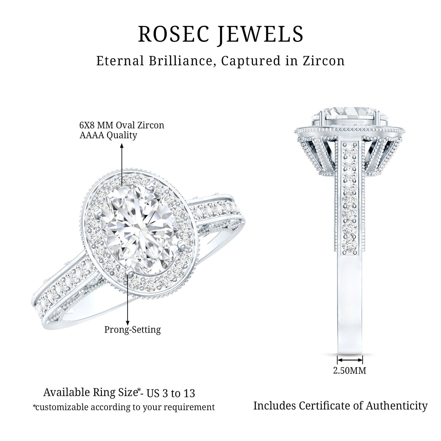 Vintage Style Oval Simulated Diamond Halo Engagement Ring