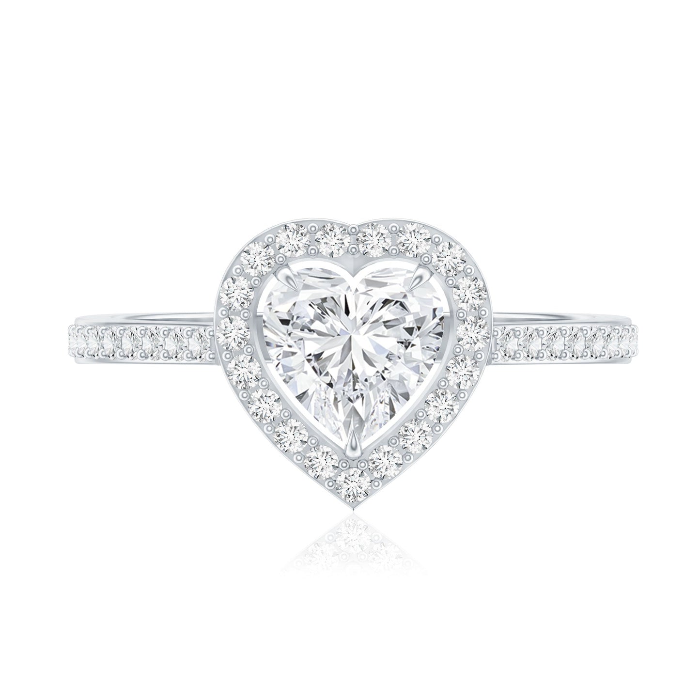 1.50 CT Heart Shape Cubic Zirconia Engagement Ring with Accent