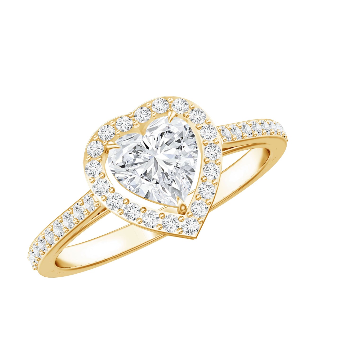1.50 CT Heart Shape Cubic Zirconia Engagement Ring with Accent