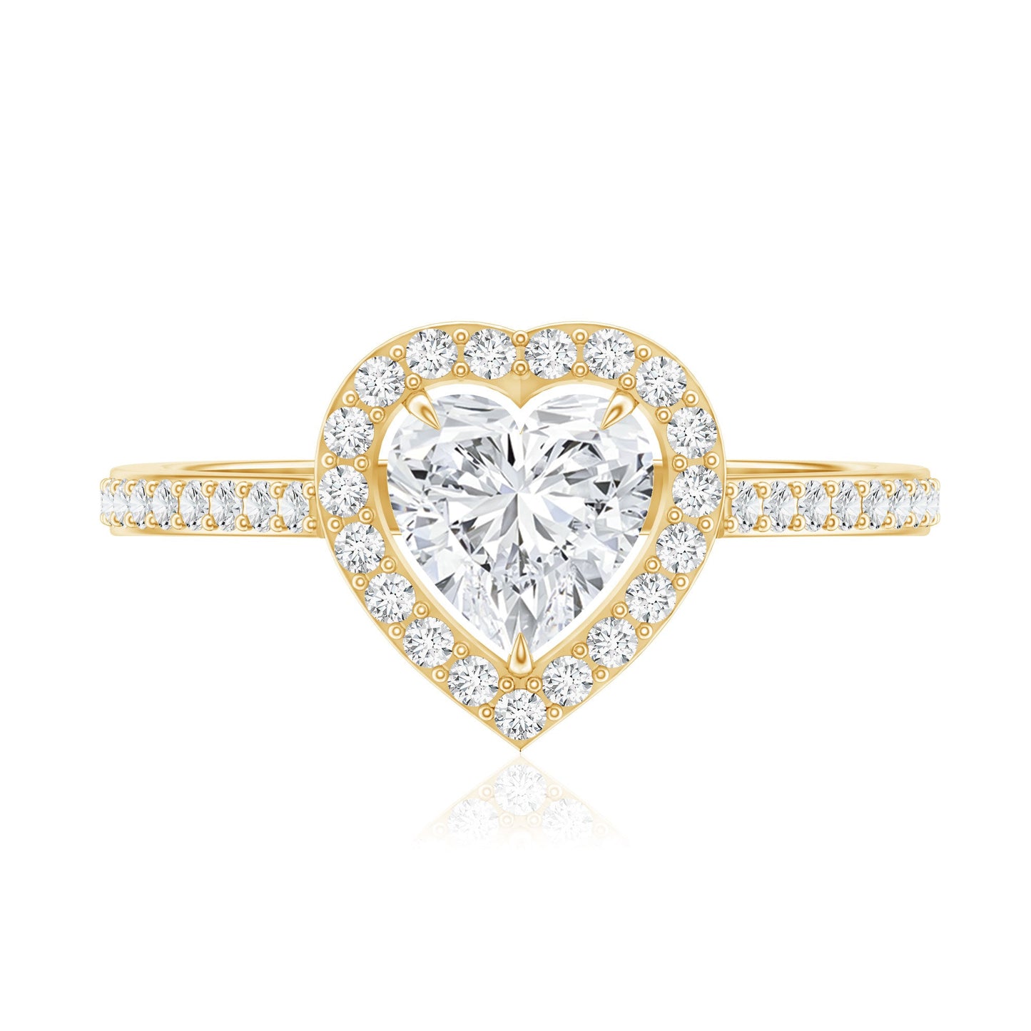 1.50 CT Heart Shape Cubic Zirconia Engagement Ring with Accent