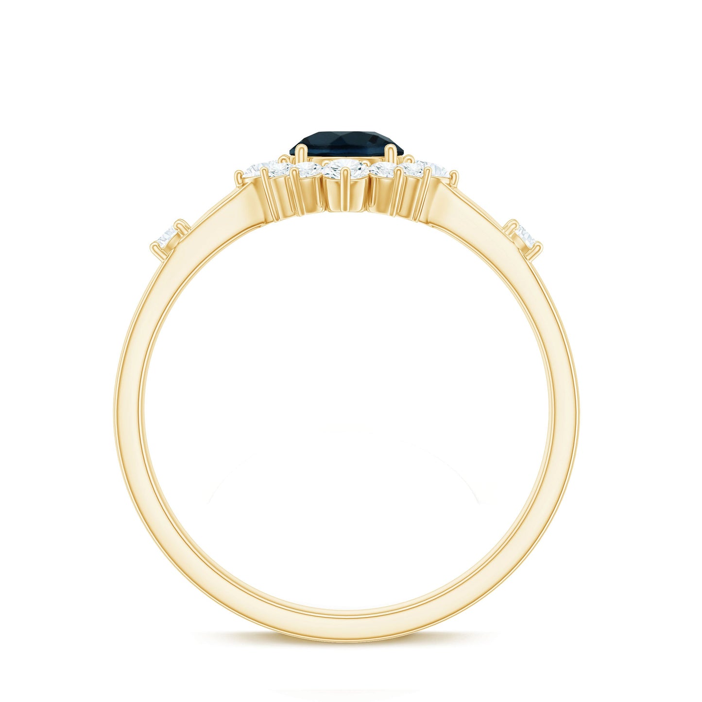Round London Blue Topaz Promise Ring with Diamond Halo