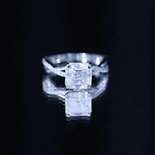 3.50 CT Asscher Cut Zircon Solitaire Engagement Ring in Infinity Shank
