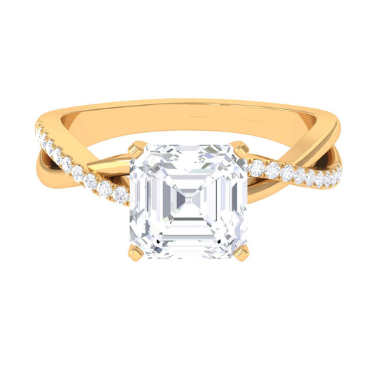 3.50 CT Asscher Cut Zircon Solitaire Engagement Ring in Infinity Shank
